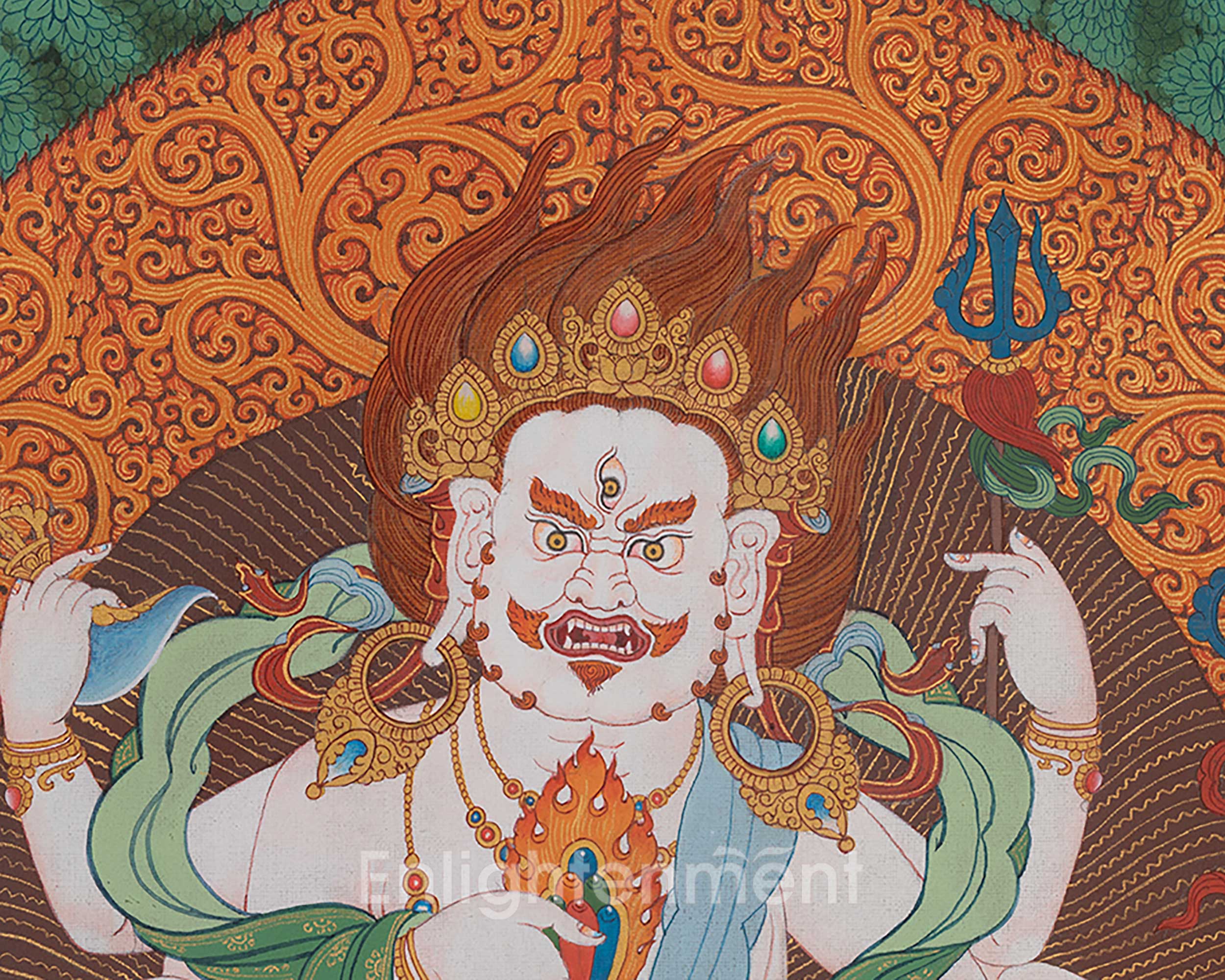 White Mahakala Art | Symbol of Prosperity and Protection | Spiritual Thangka