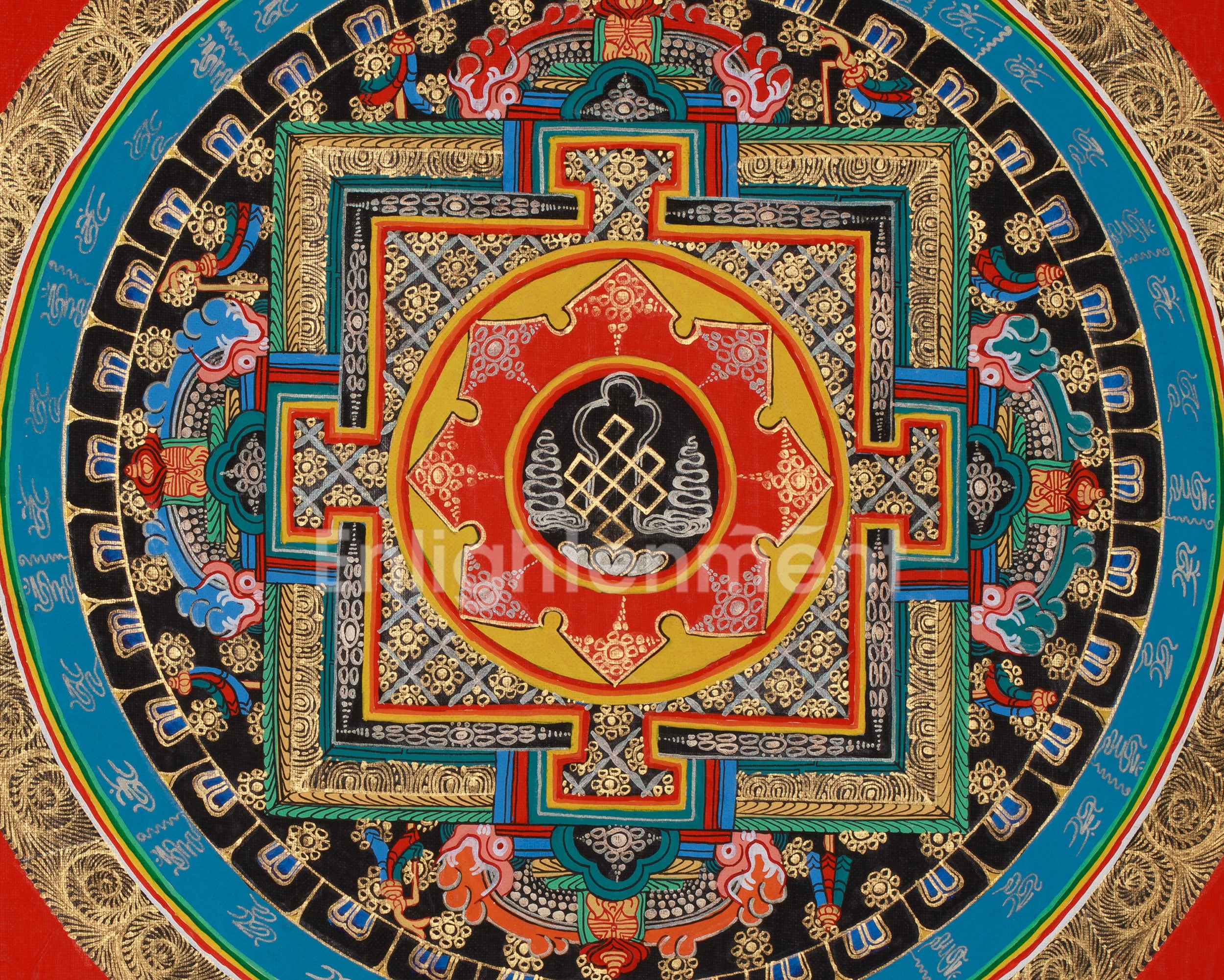 Pure Gold and Silver Mandala Thangka | Tibetan Meditation Mandala