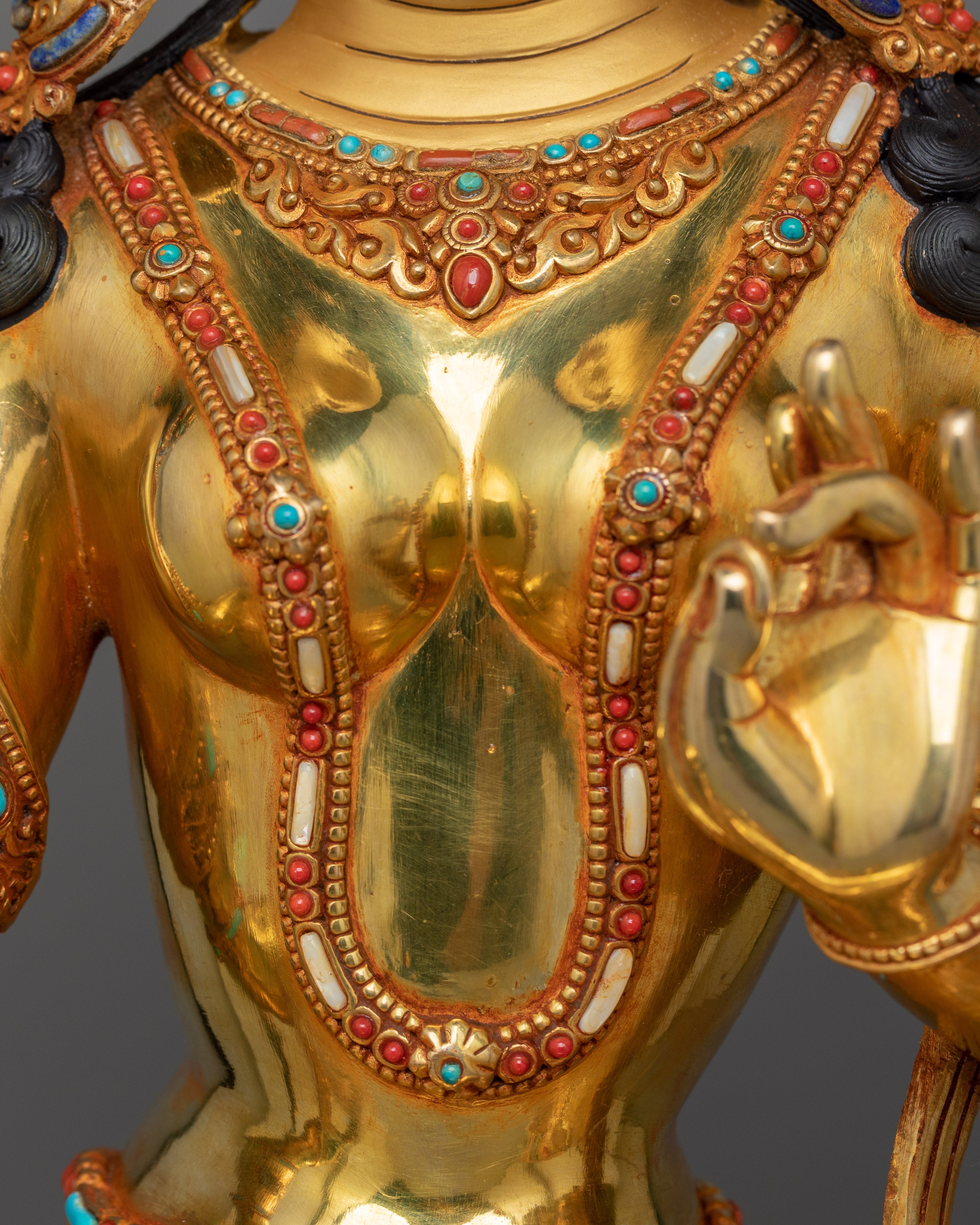 Himalayan Bodhisattva Goddess Green Tara Sculpture | Mother of Compassion and Mercy
