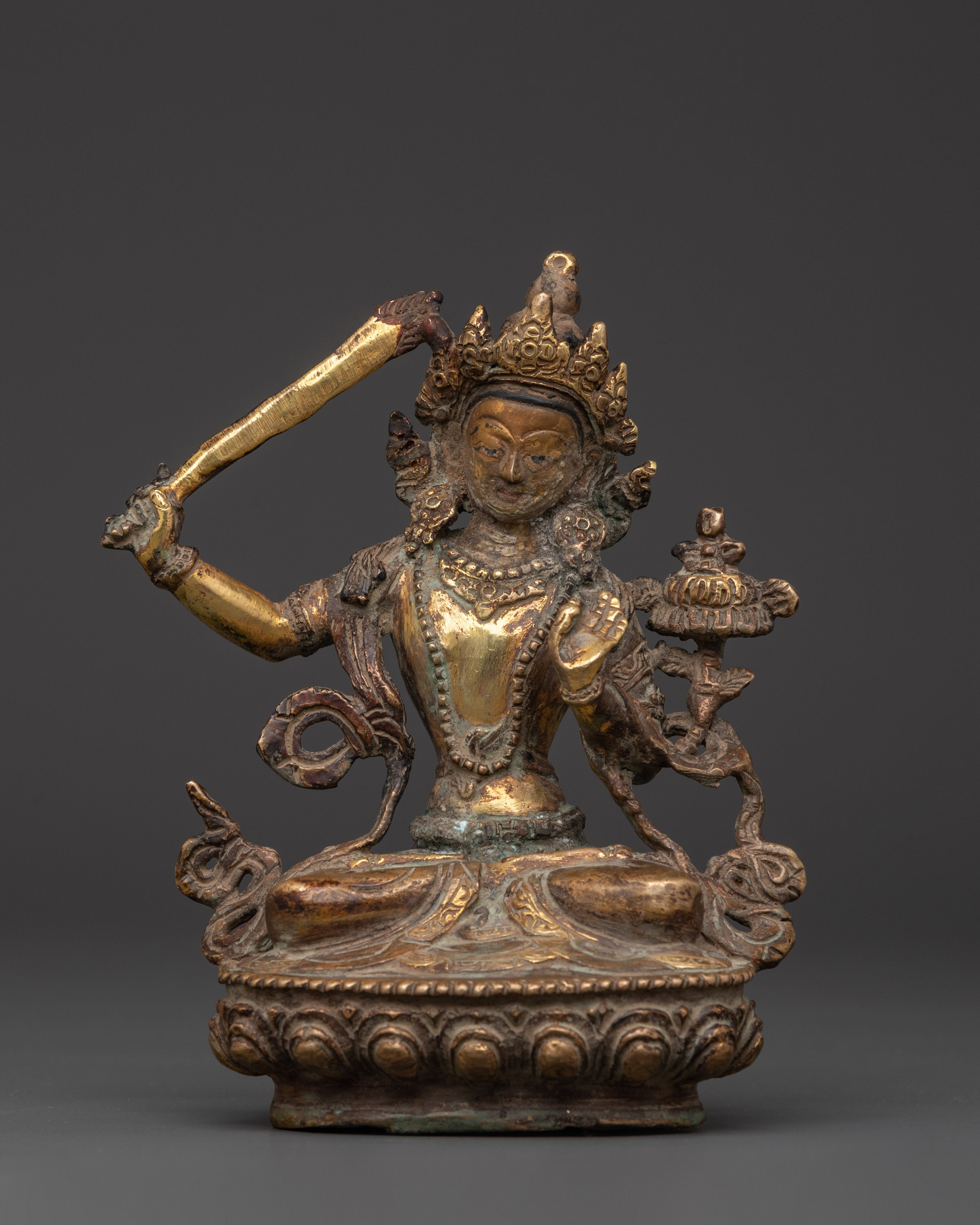 Manjushri Brass Protection Statue