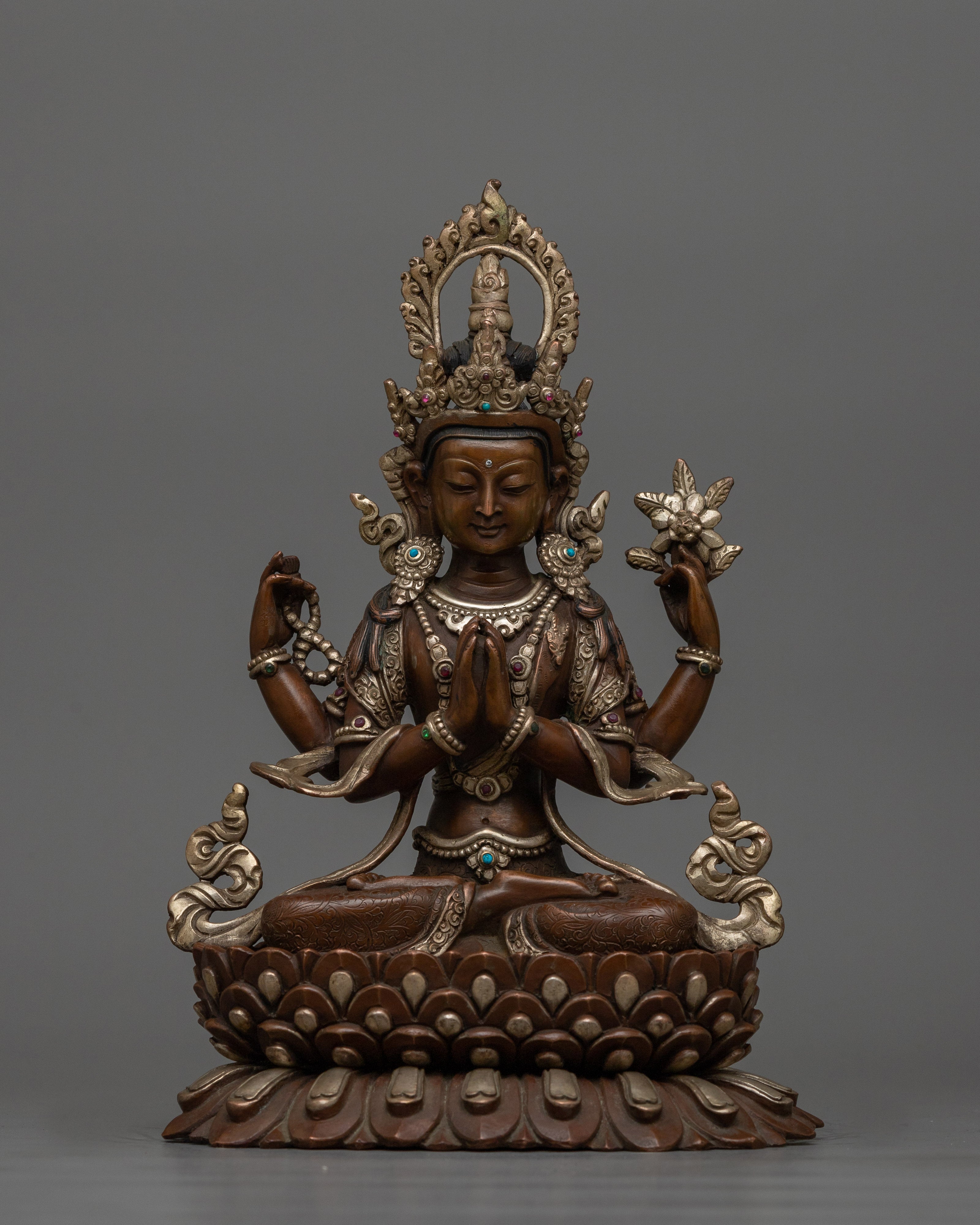 chenrezig-silver-plated-oxidized-26cm