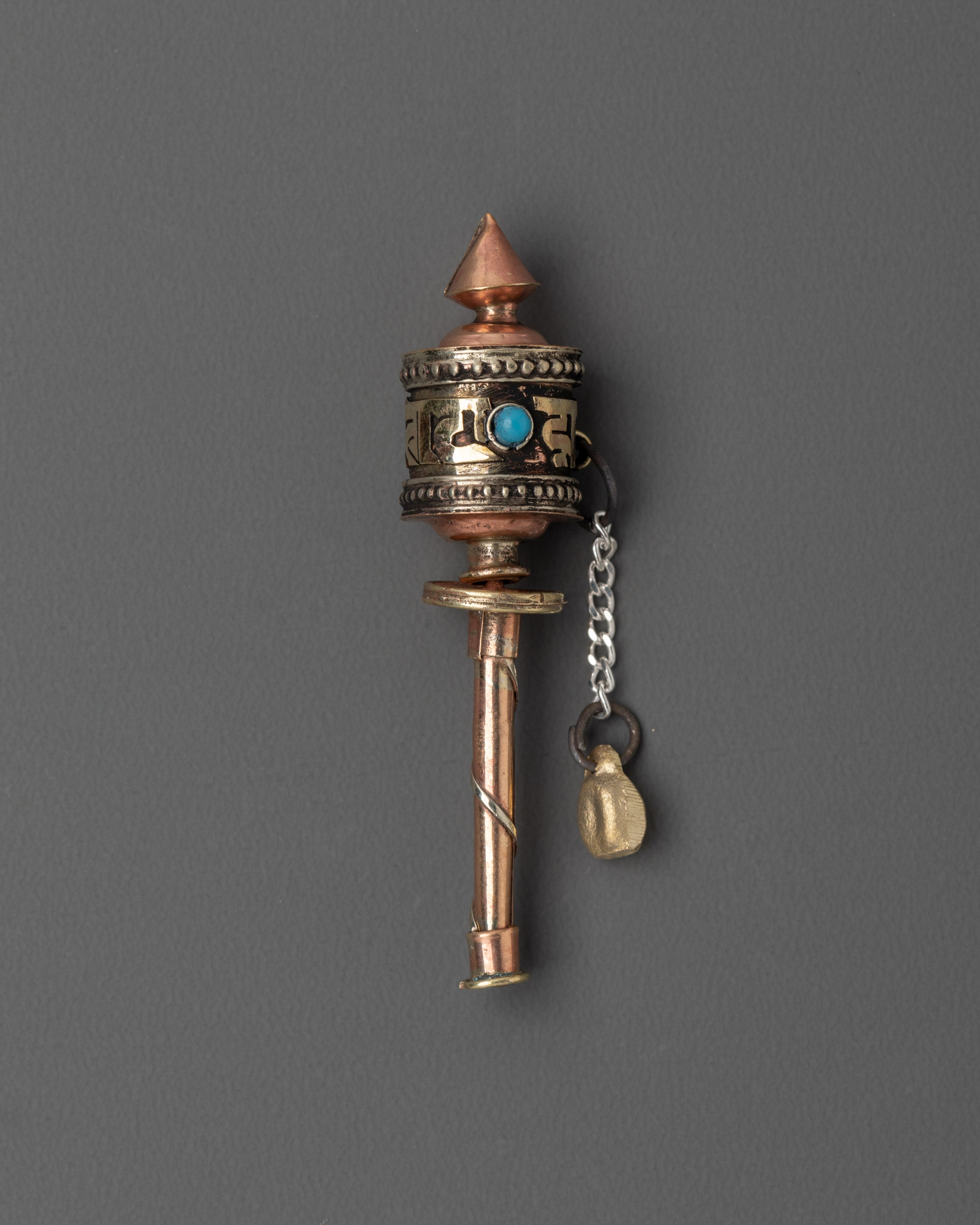 Mini Tibetan Prayer Wheel with Brass