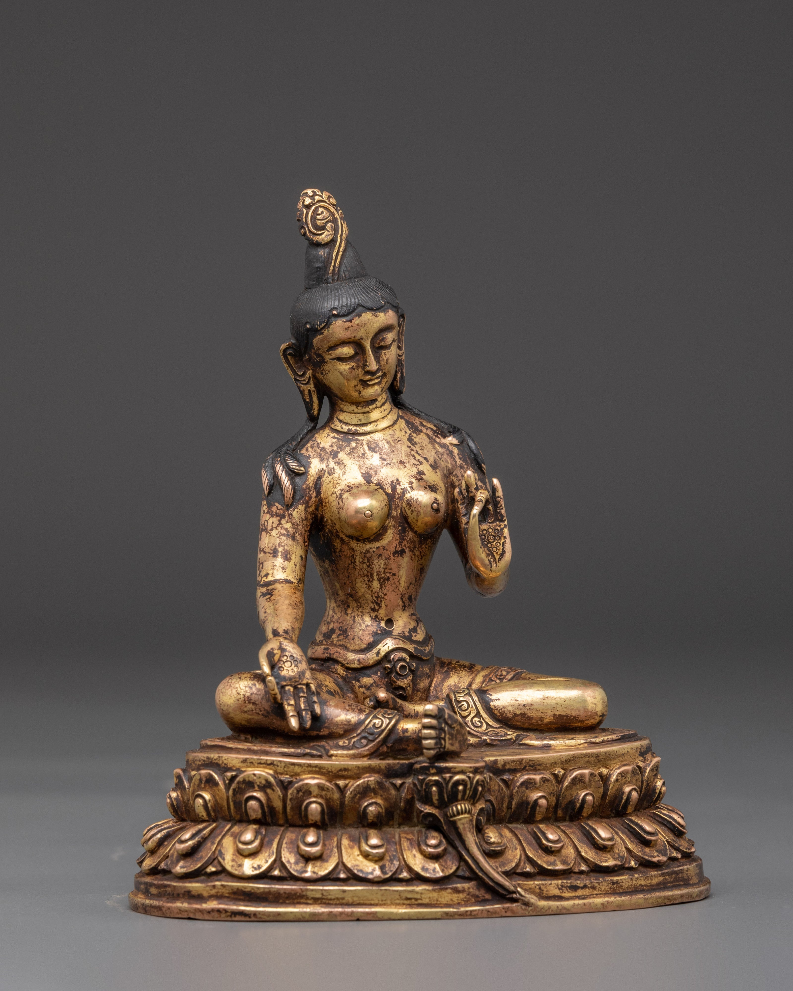 Handcrafted Green Tara Copper Statue | Tibetan Buddhist Goddess of Compassion