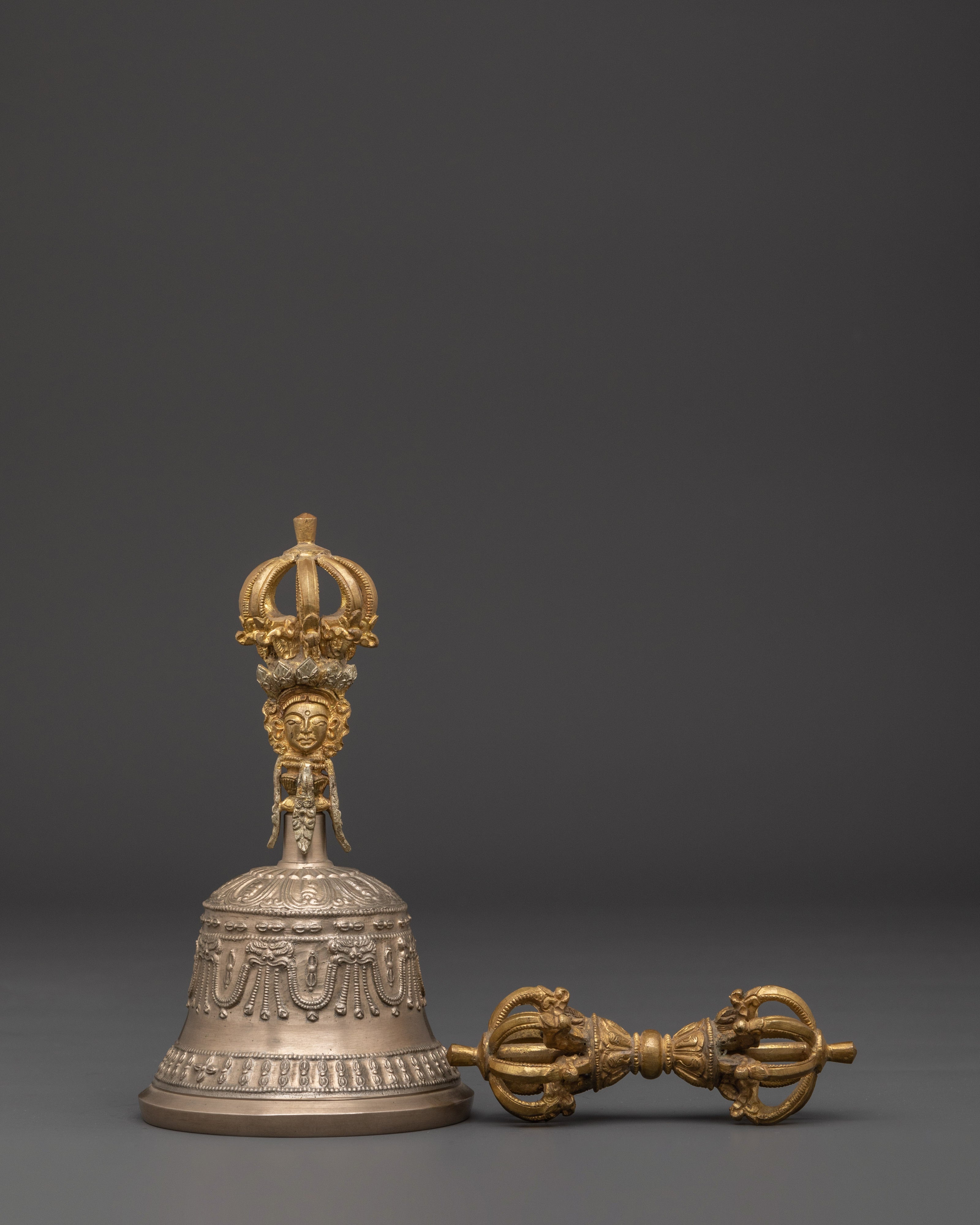 Spiritual Bell and Vajra Set | Sacred Bronze & Brass Ritual Tools