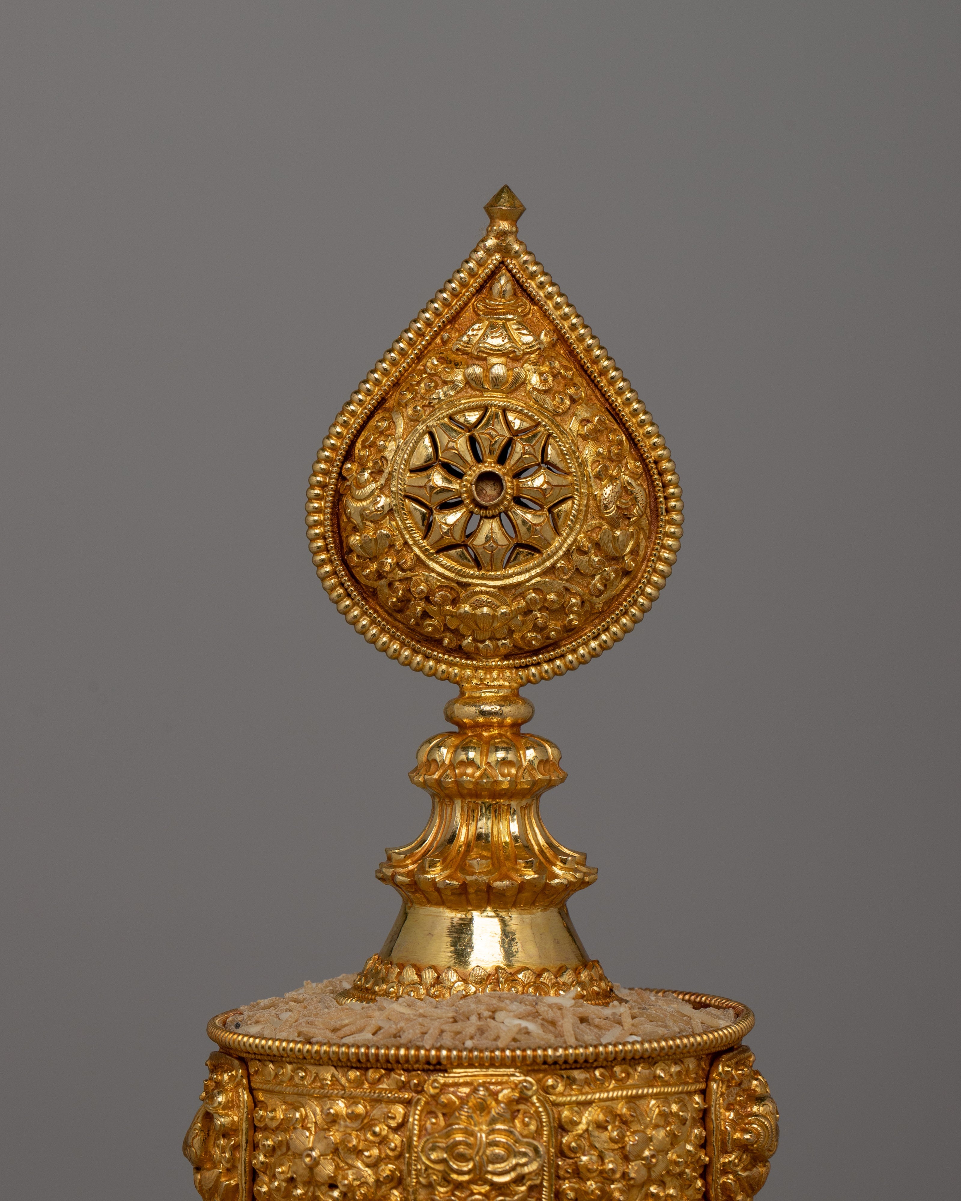 Gold-plated Stupa With a Copper Made | Spiritual Artifact, Sacred Meditation Symbol