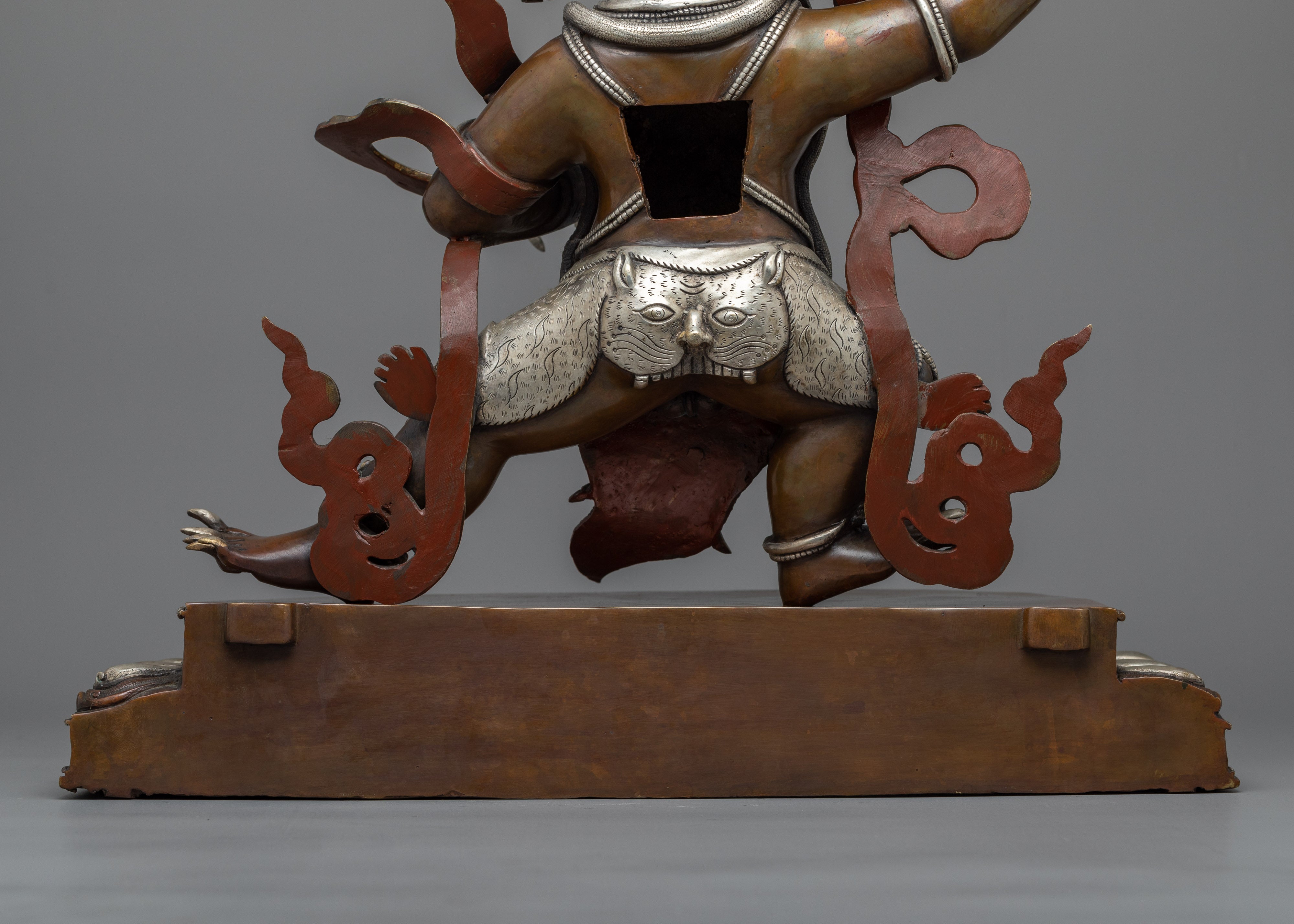 Vajrapani Bodhisattva Mantra Filled Statue | Silver Plated, Oxidized Copper Artistry