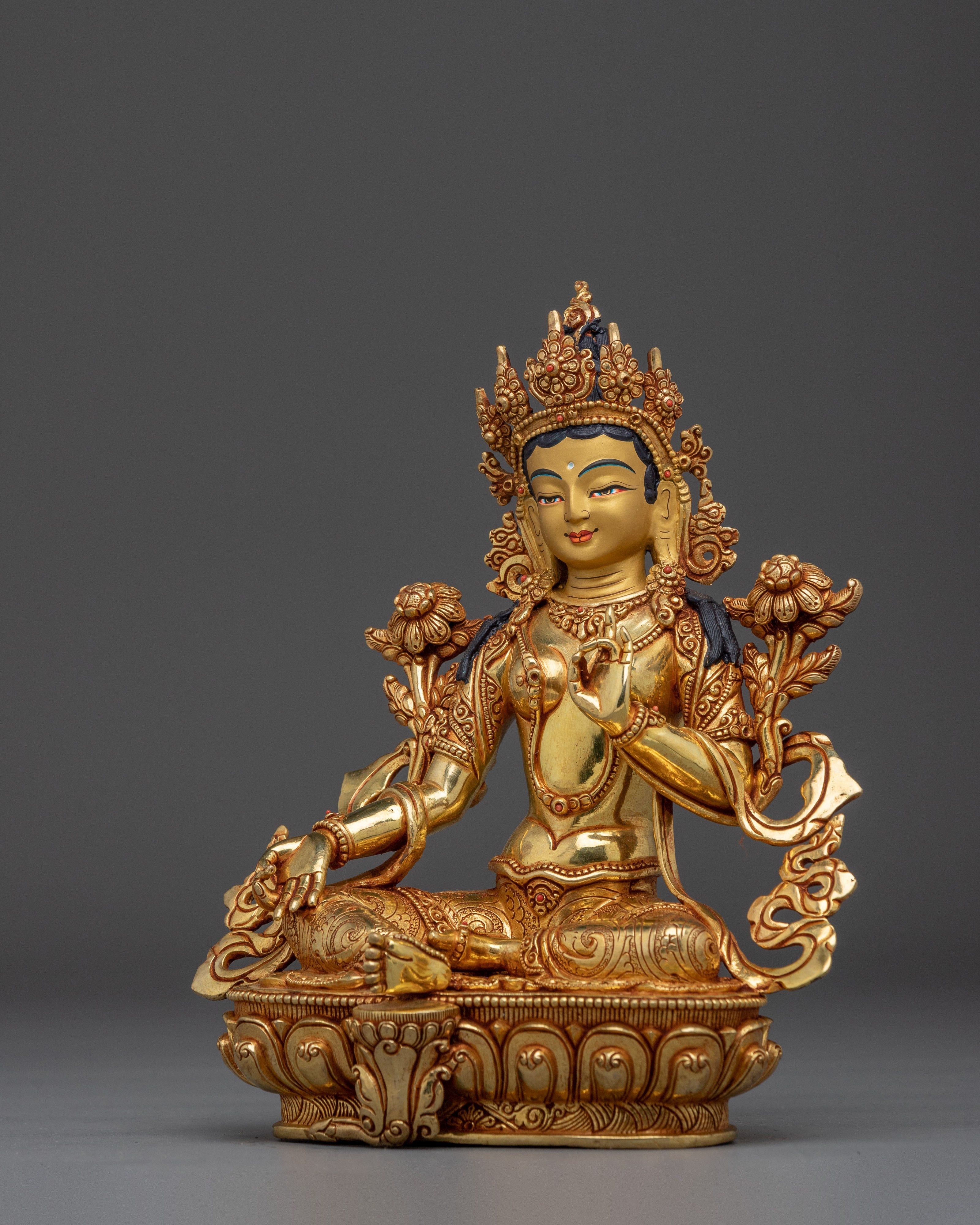 Female Buddha Sculpture of Green Tara | Peaceful Tara