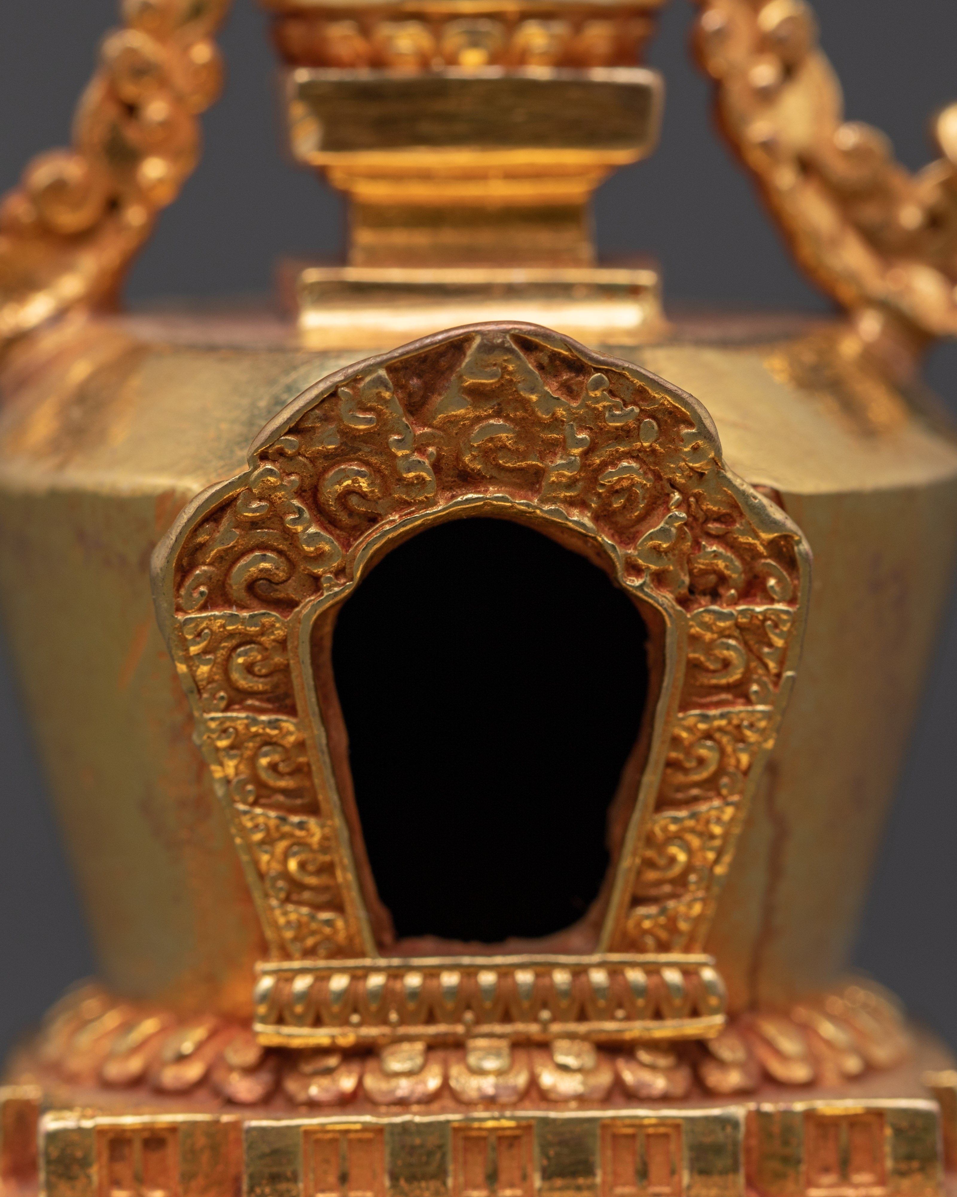 Buddhist Gold Plated Shrine | Sacred Copper Altar Decoration