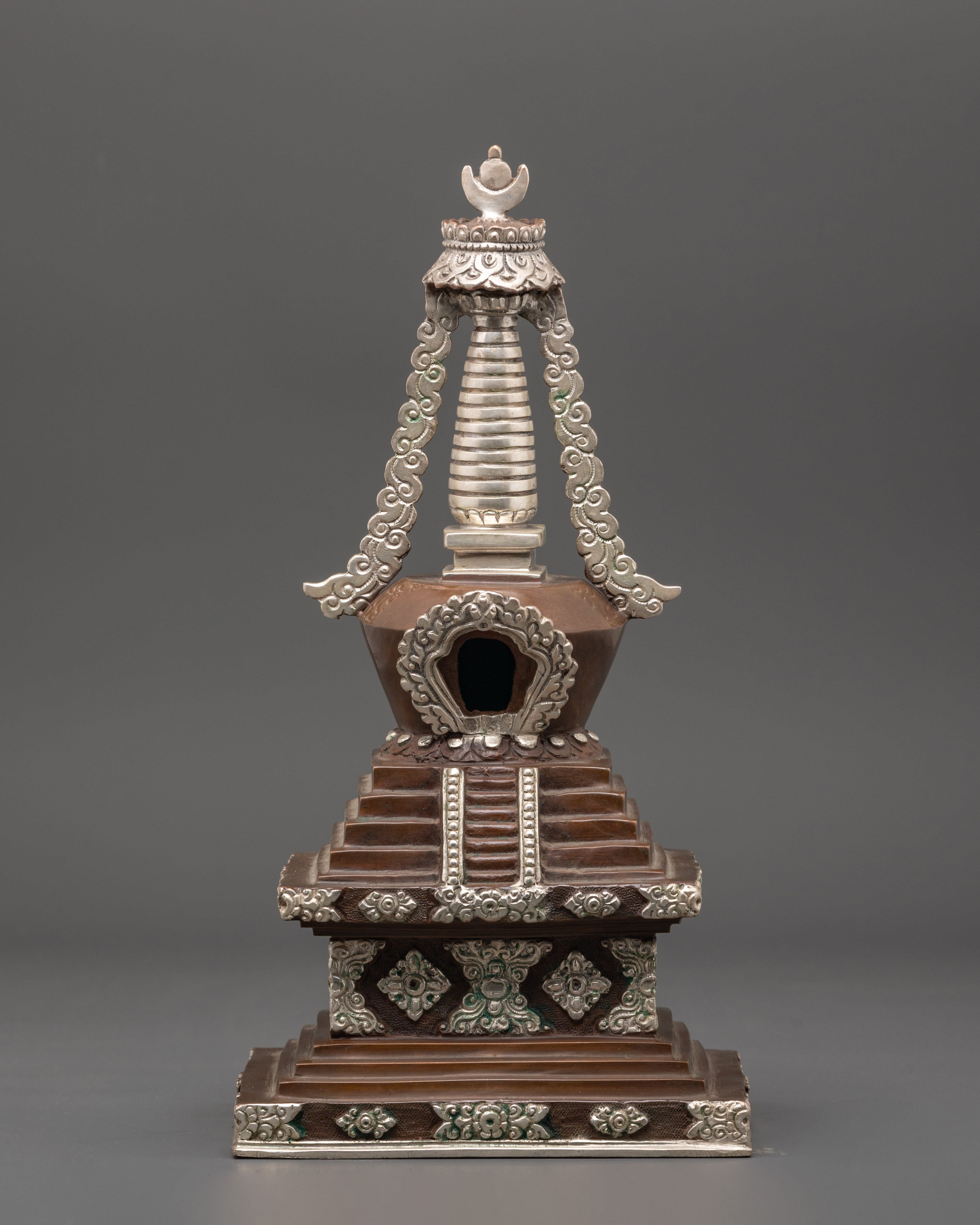 Oxidized Copper Tibetan Buddhist Stupa | Symbol of Mindfulness