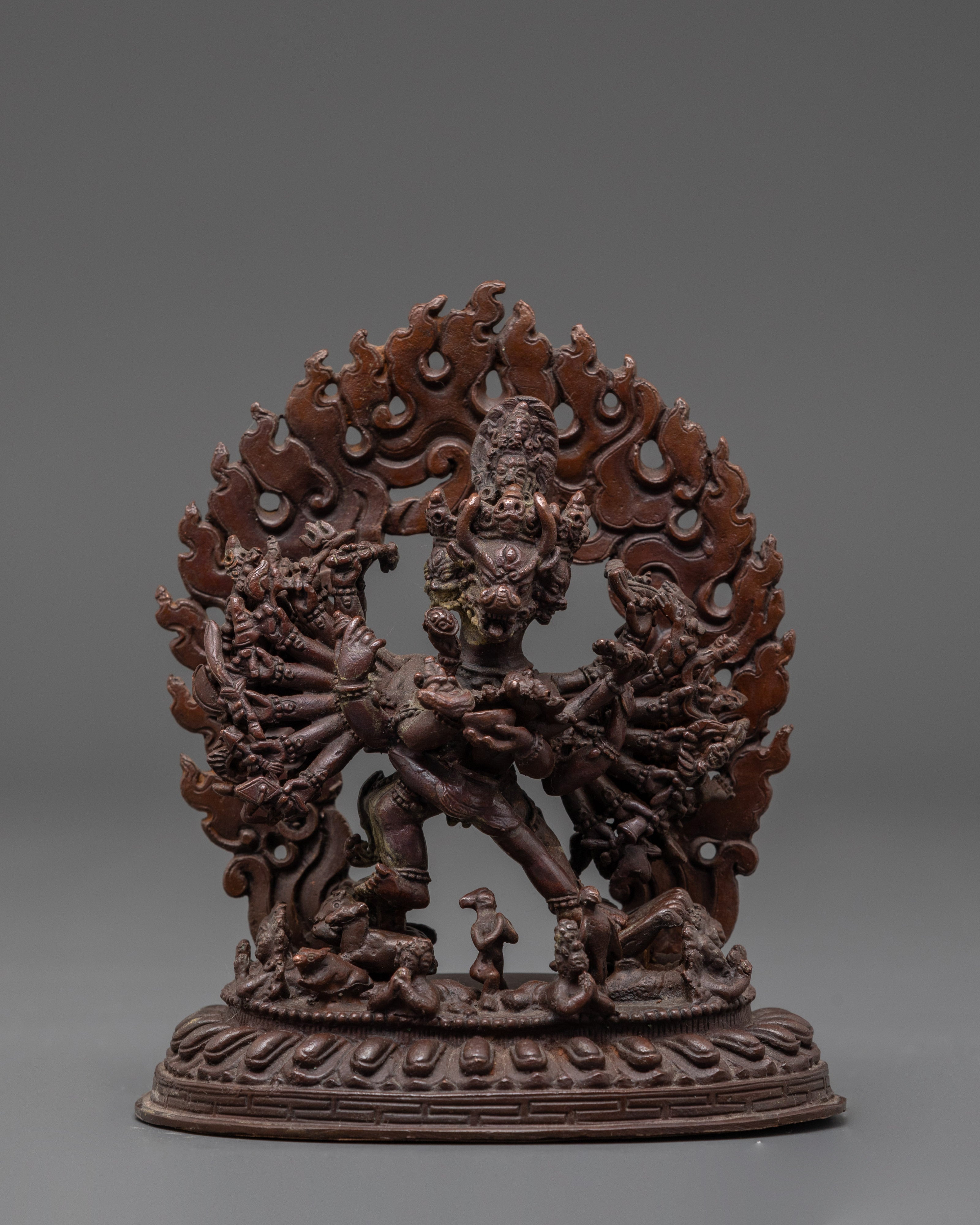 Oxidized Copper Yamantaka wth Consort Statue | Symbol of Fearlessness and Wisdom