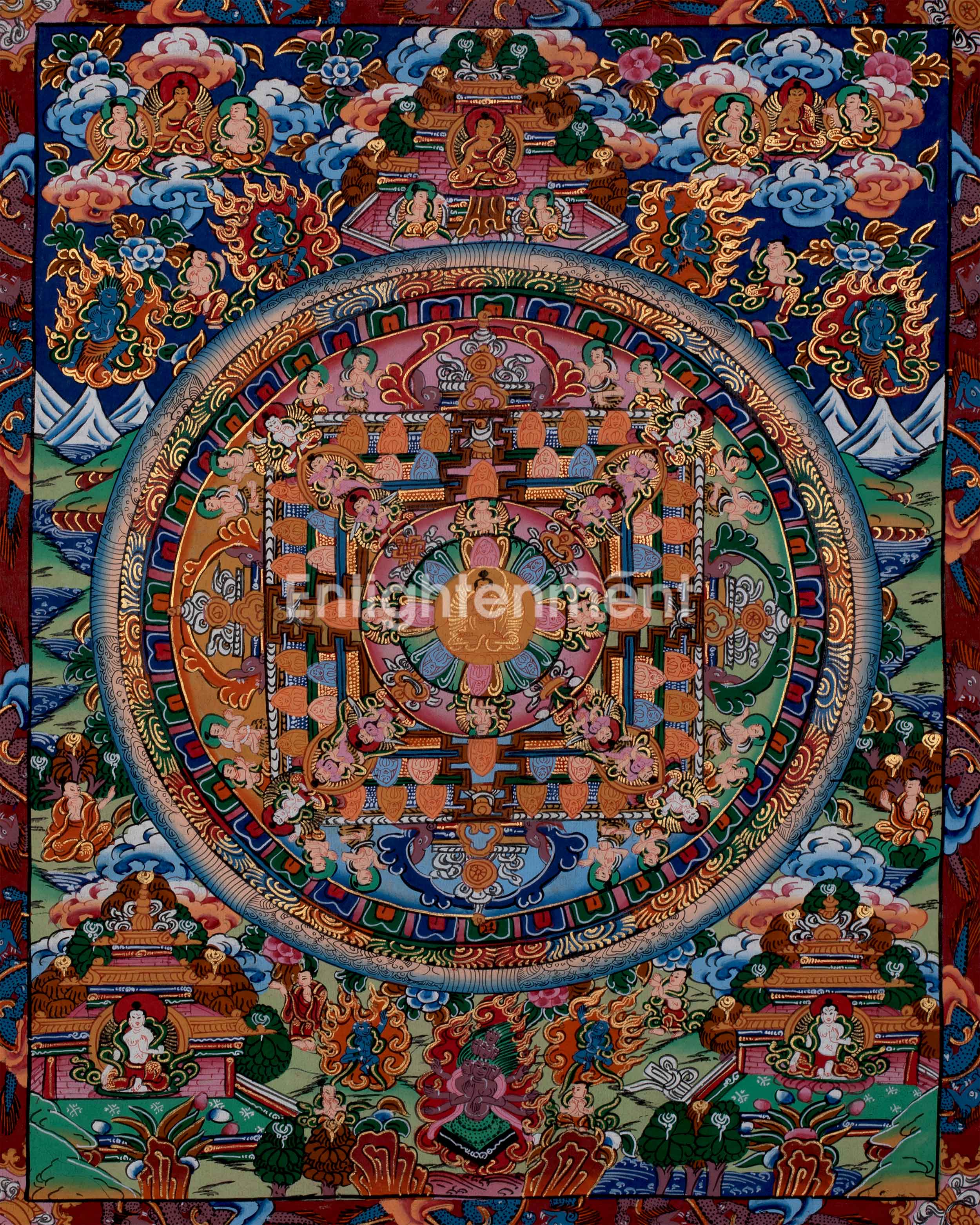 Rare Vintage Hand Painted Buddha Mandala | Buddhist Art