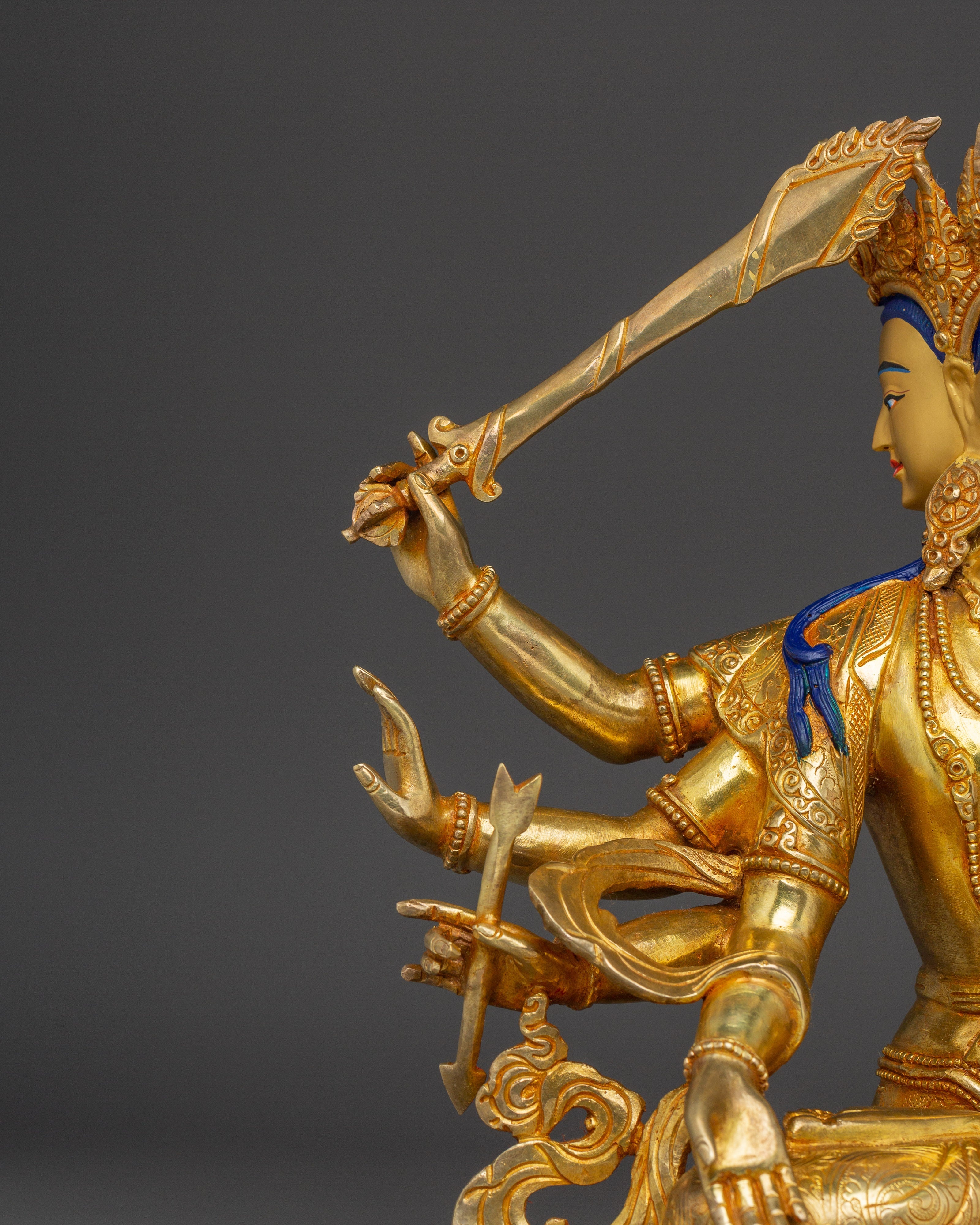 Maha Manjushri Golden Statue | Bodhisattva of Supreme Wisdom