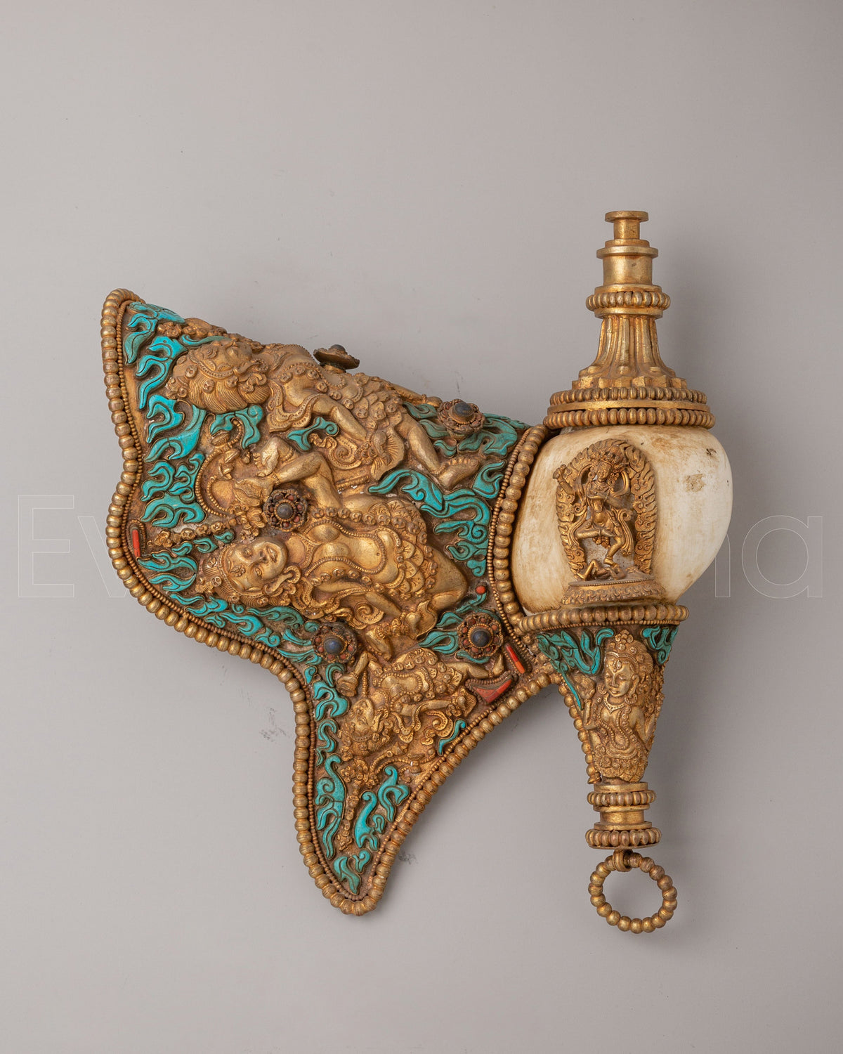 Ritual Conch Shell with Deity Carvings