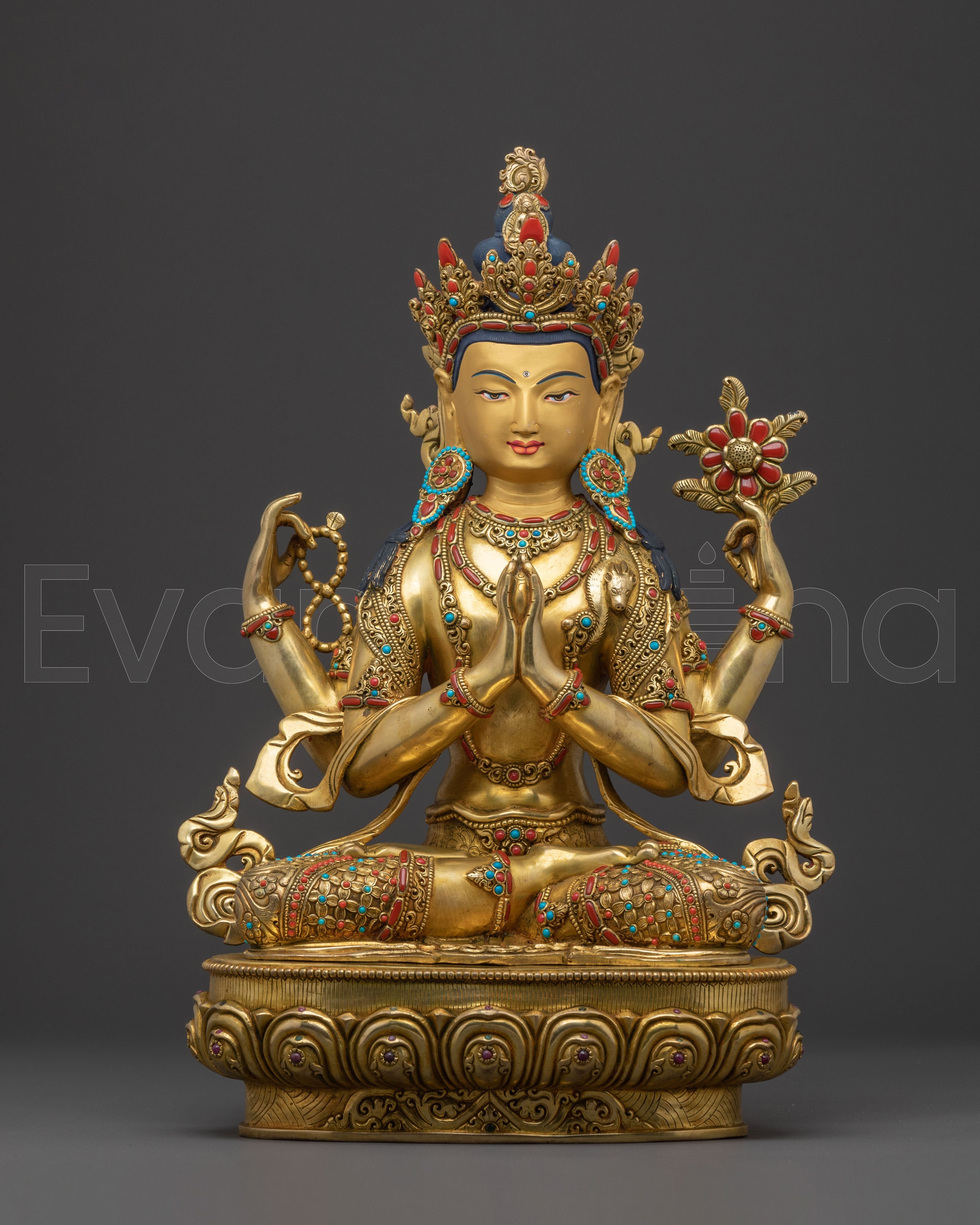 Buddhist Compassion Deity Chenrezig Sculpture