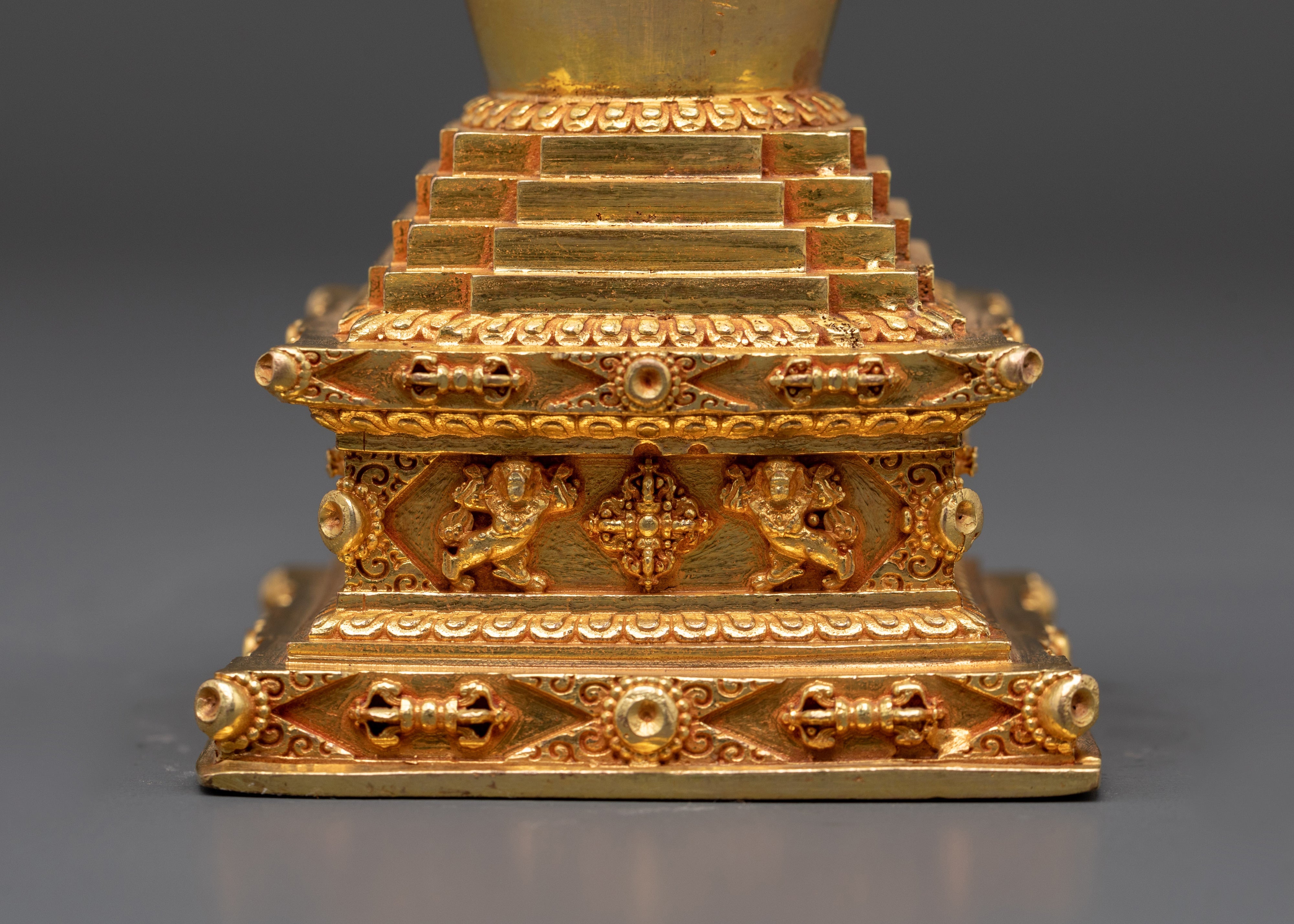 Tibetan Buddhist Ritual Shrine | Handcrafted Gold Plated Copper Altar Decoration