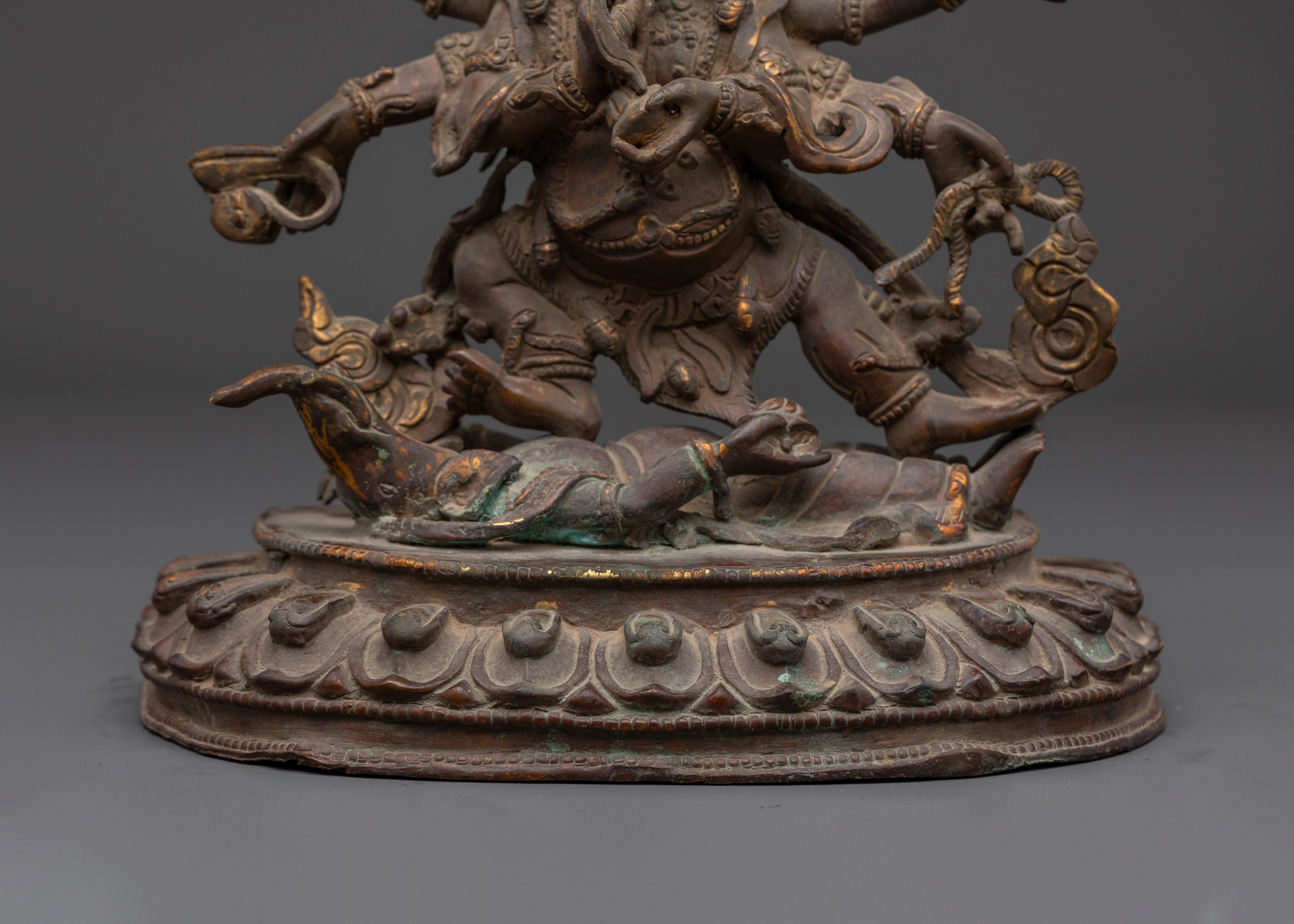 Handmade Six-Armed Mahakala Statue | Copper Body Statue
