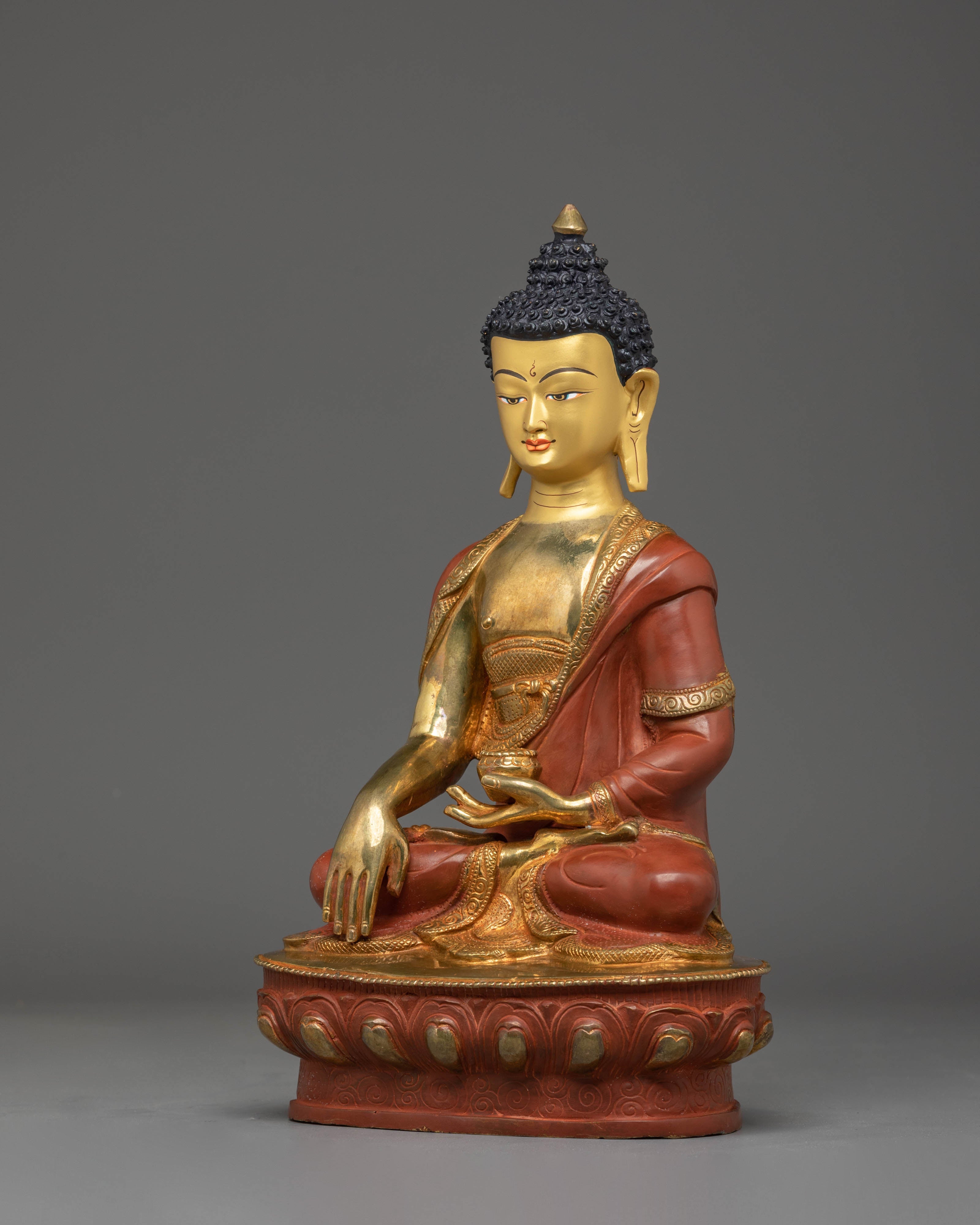 Tibetan Buddhist Statue of Shakyamuni Buddha | Statue with Turquoise and Coral