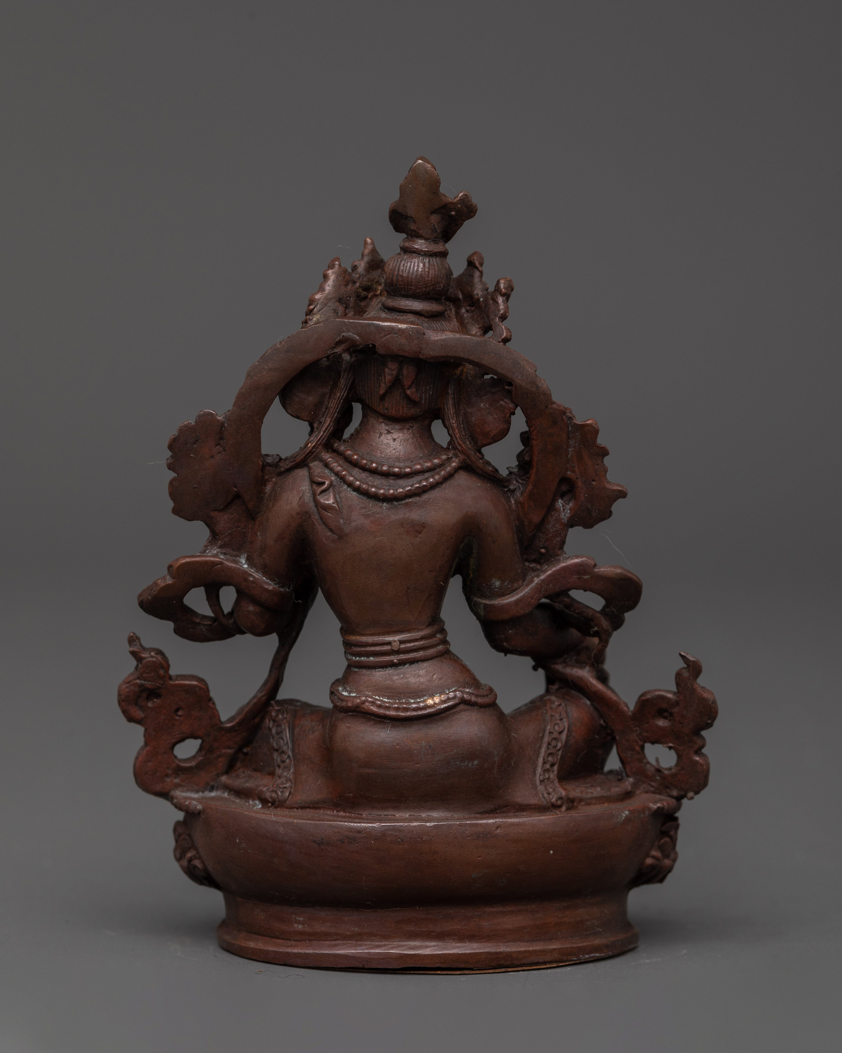 Oxidized Copper Green Tara Buddhist Deity Statue | Symbol of Compassion & Protection