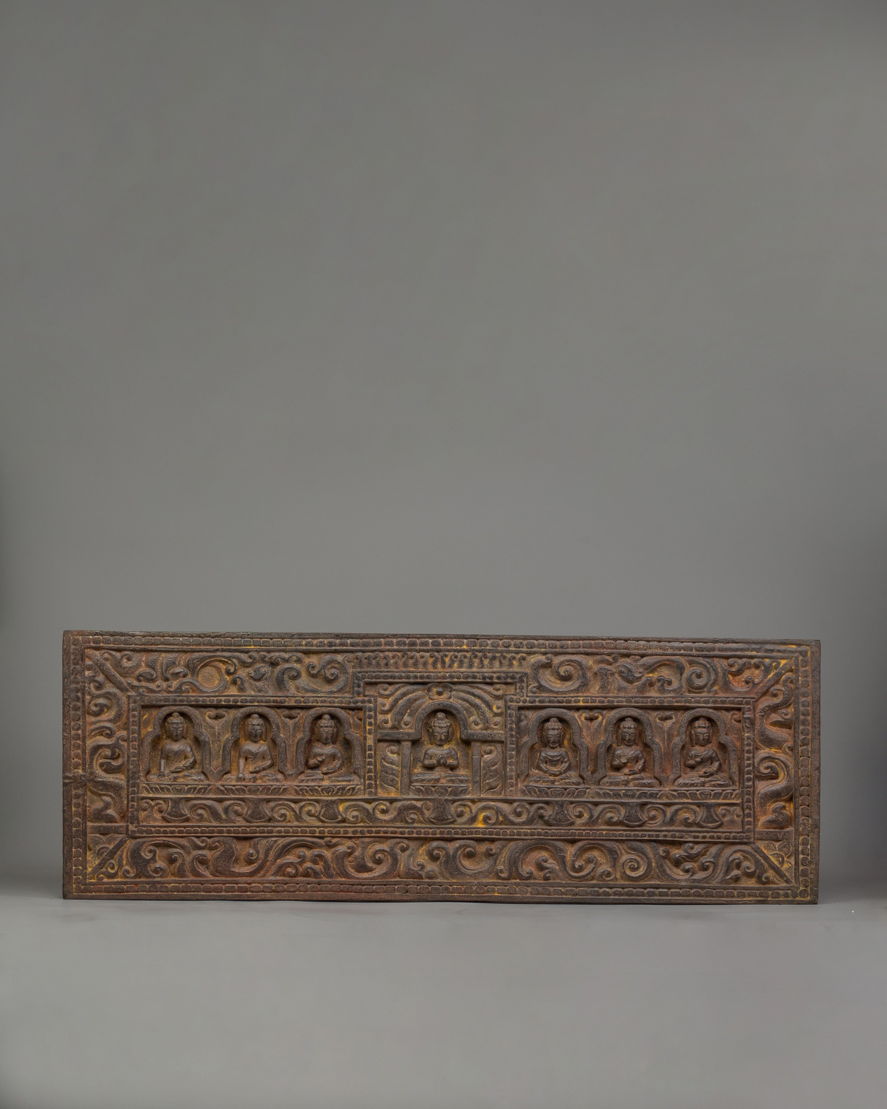 A Carved Wooden Sutra Cover | 102cm Tibetan Scripture Holder