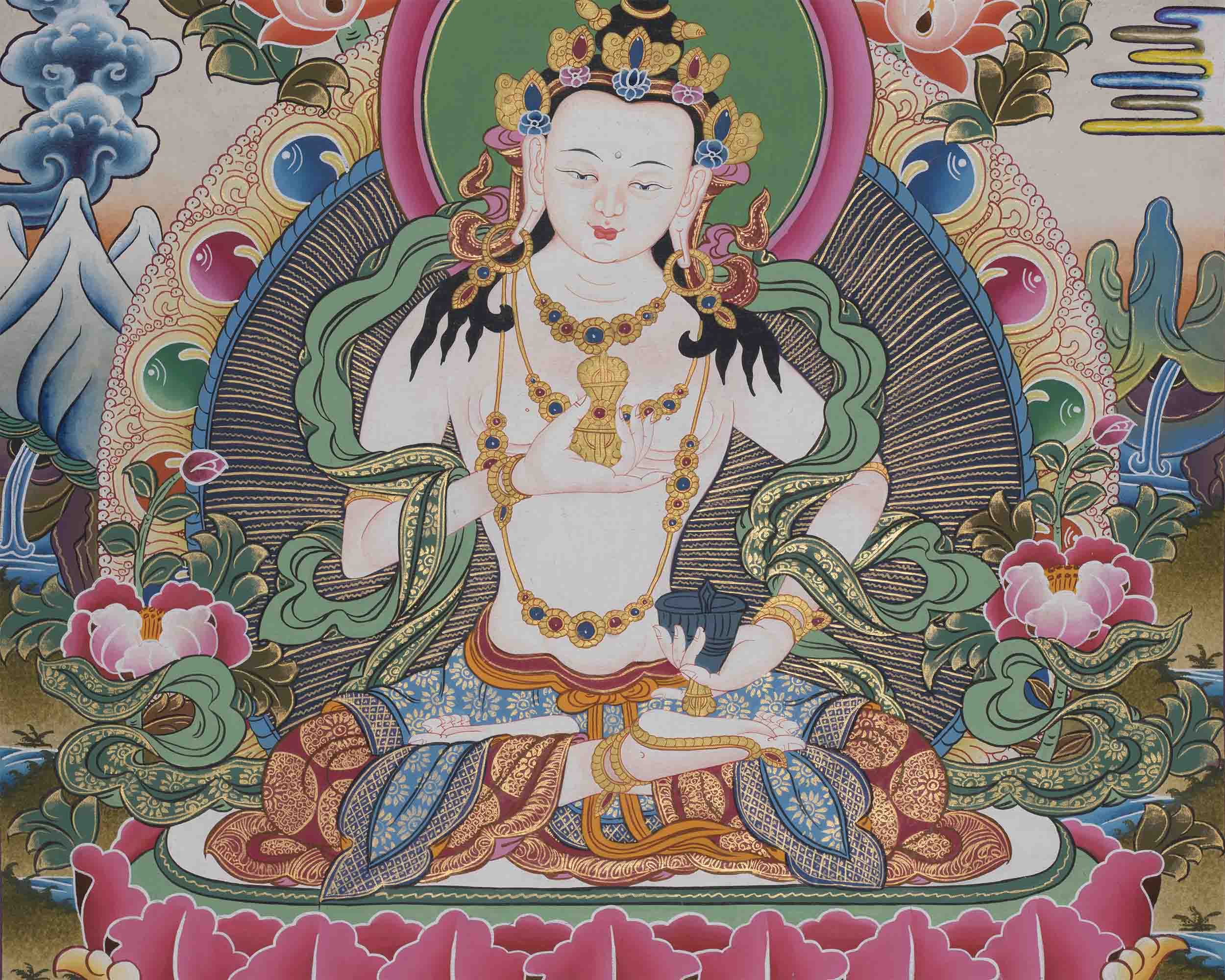 Vajrasattva Shakti Thangka | Hand-Painted Himalayan Art