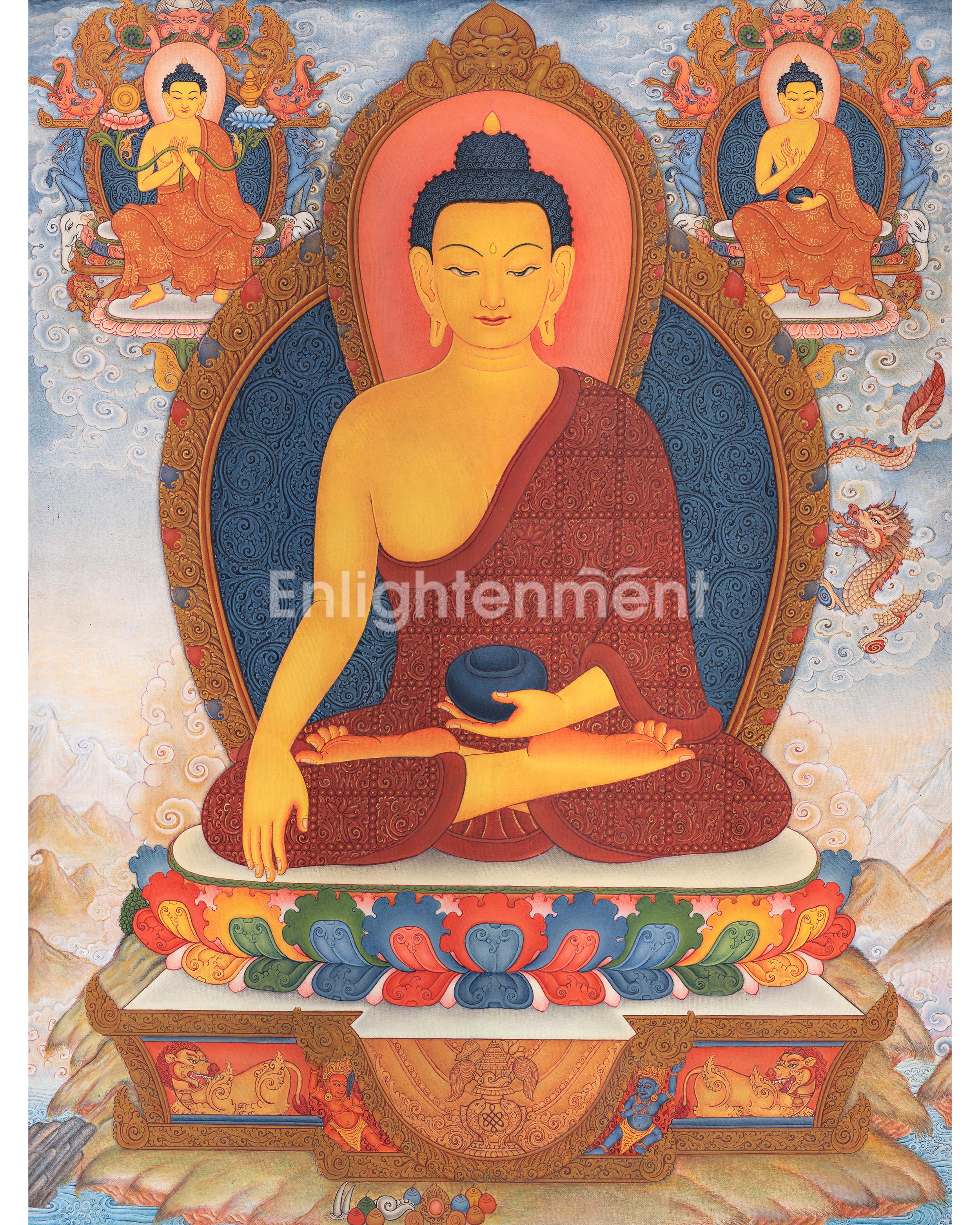 Buddhas of the Three Times Thangka - Past, Present, and Future Enlightenment