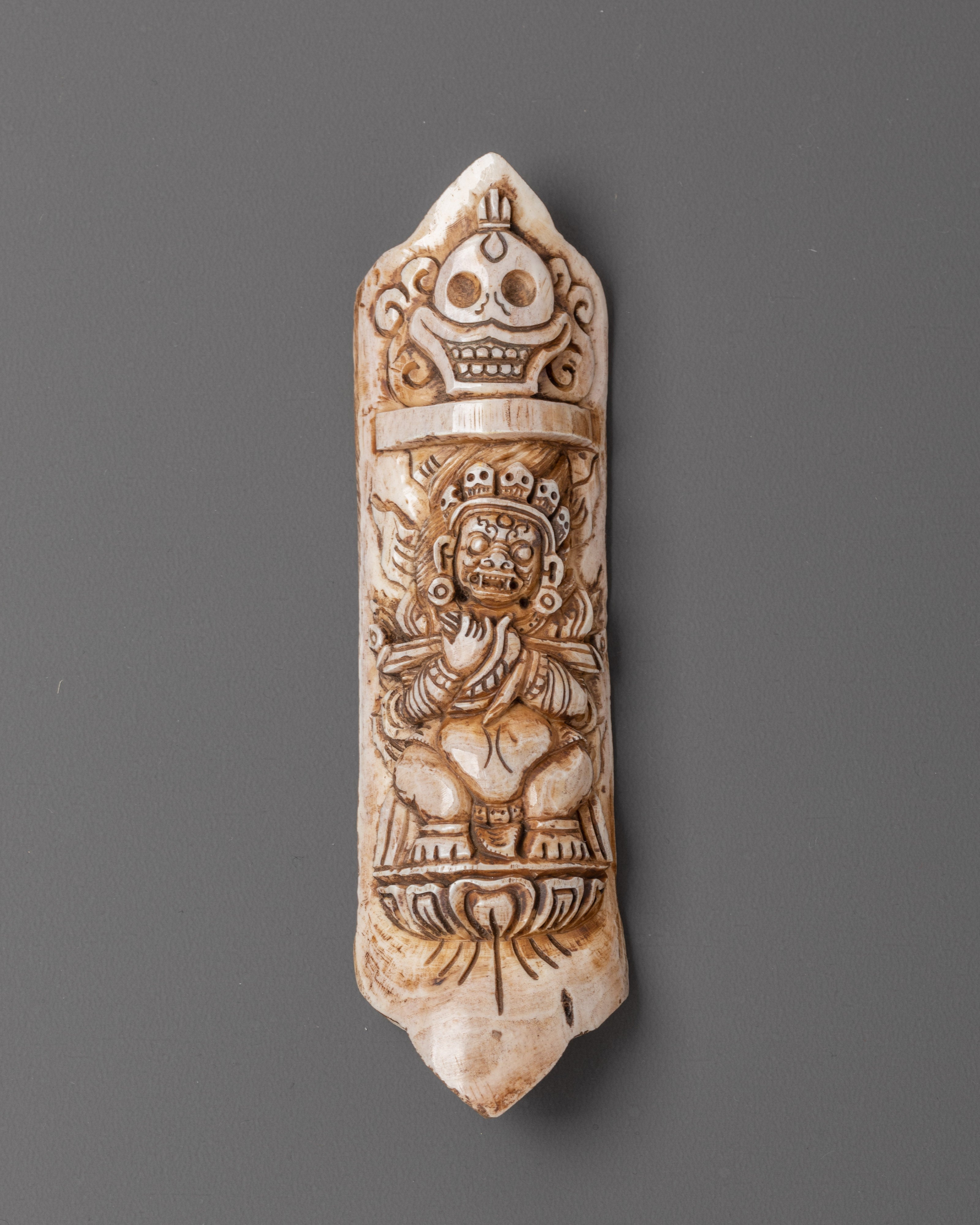 Shakya Mahakala Bone Carving | Tibetan Buddhist Decor