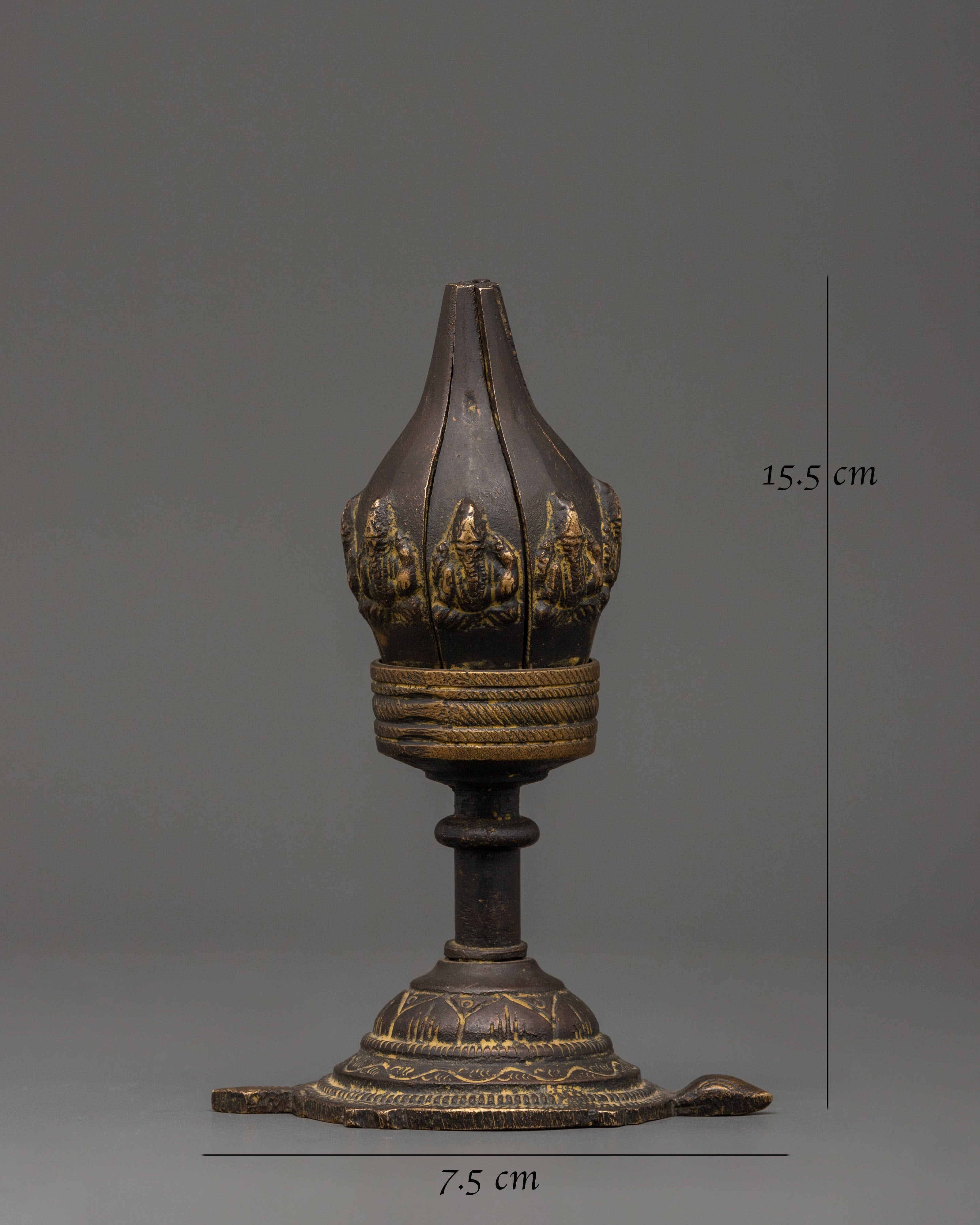 Sacred Tibetan Lotus Lamp for Altar and Ritual Use | Antique Brass Decor