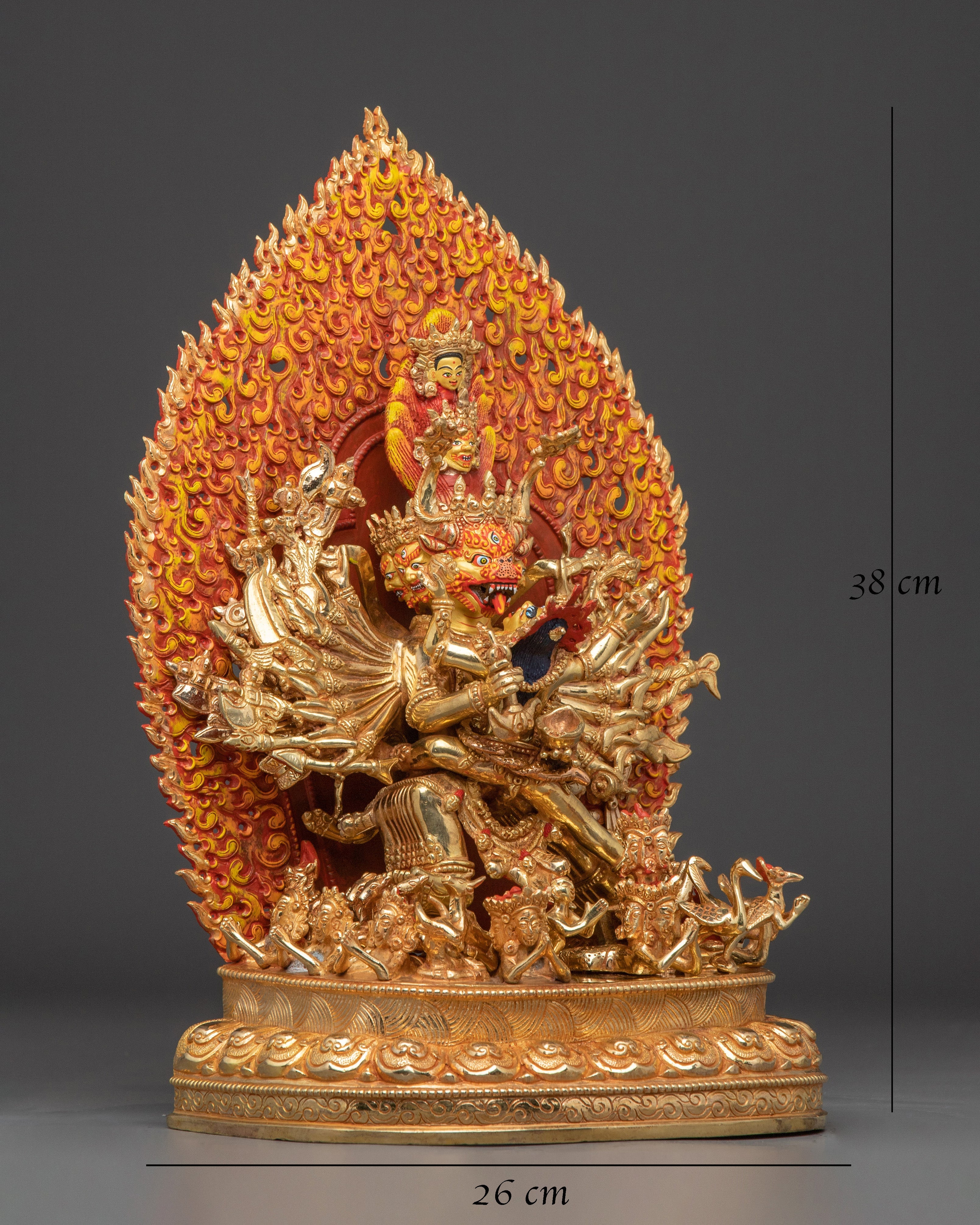 Yamantaka statue in 24K gold gilded