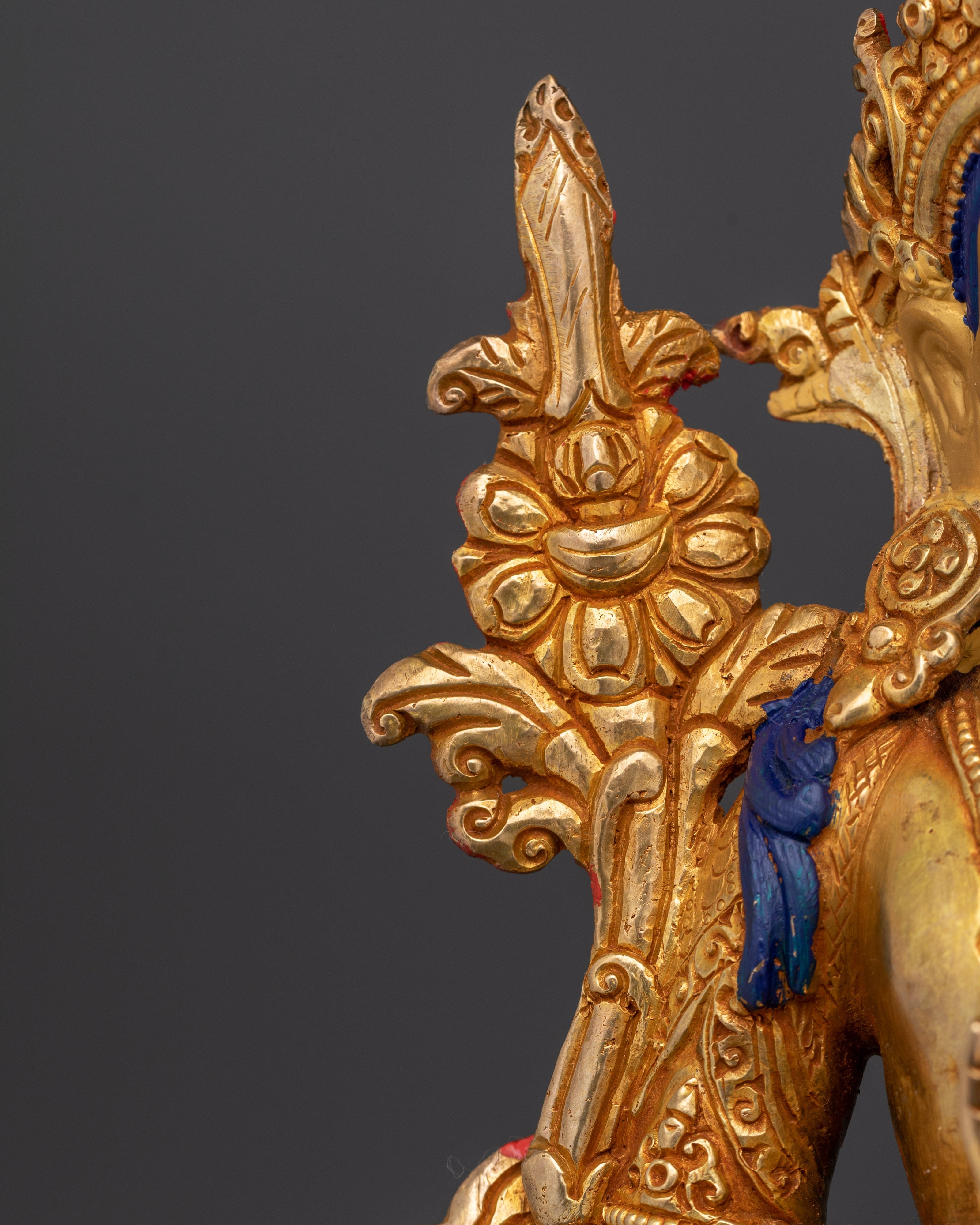 Hand-Carved 4 Standing Bodhisattva Set | 24K Gold Gilded Tibetan Sculpture