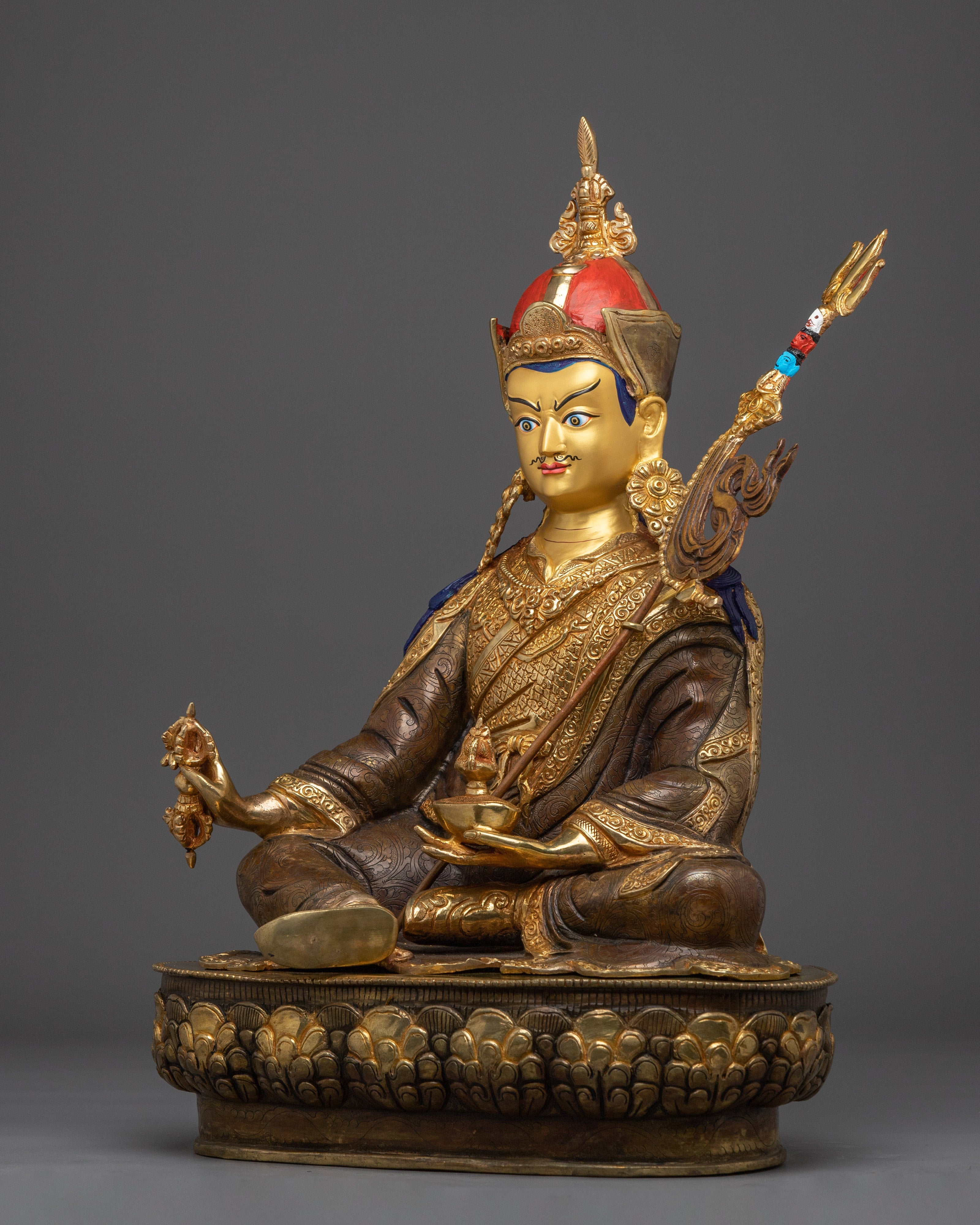Guru Rinpoche Statue Crafted with Copper | Tibetan Master Sculpture for Meditation & Shrine
