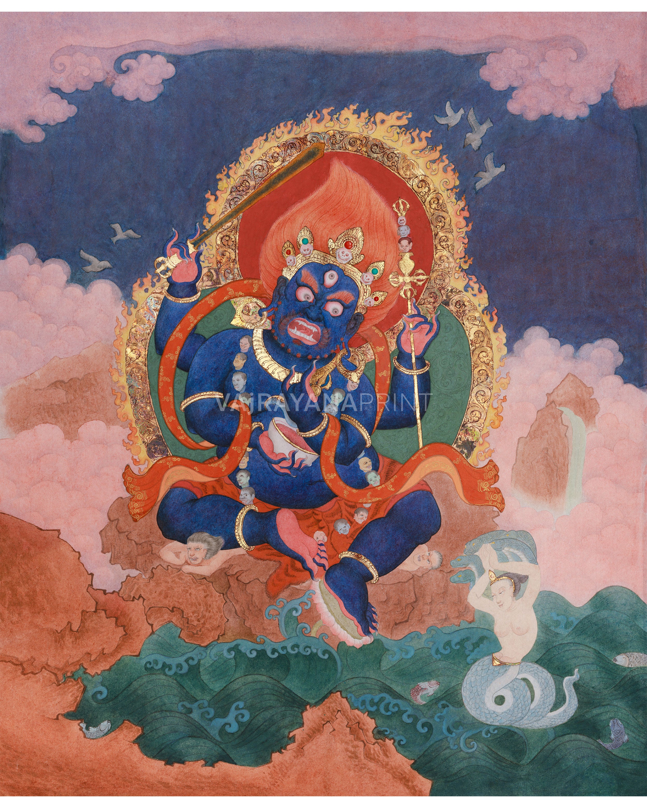 Chaturbhuja Mahakala Canvas Print | Wrathful Protector Deity