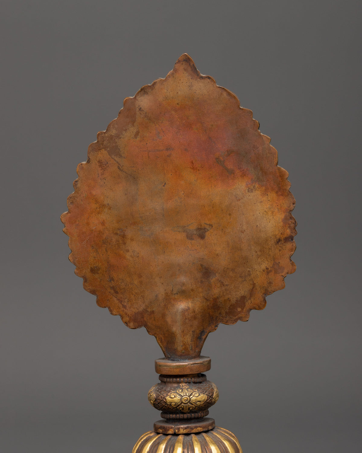 Handcrafted Newari Artifact | Traditional Copper Mirror with Gold Plating