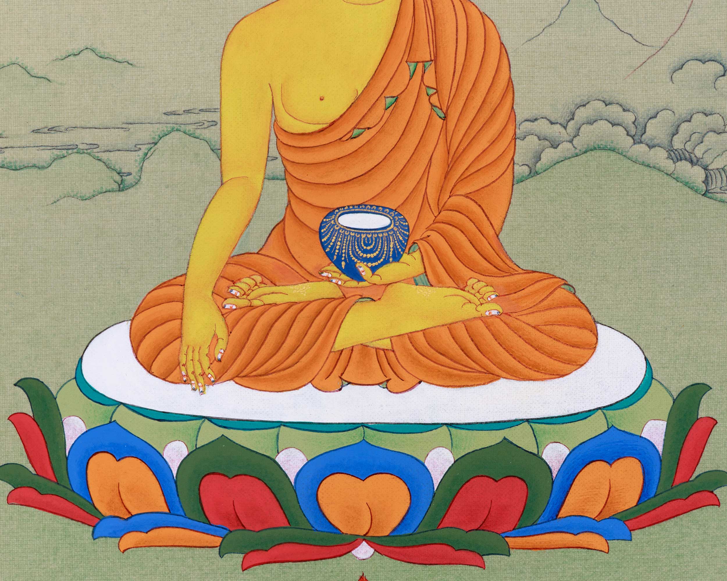 Buddha Shakyamuni Thangka, Handmade Art