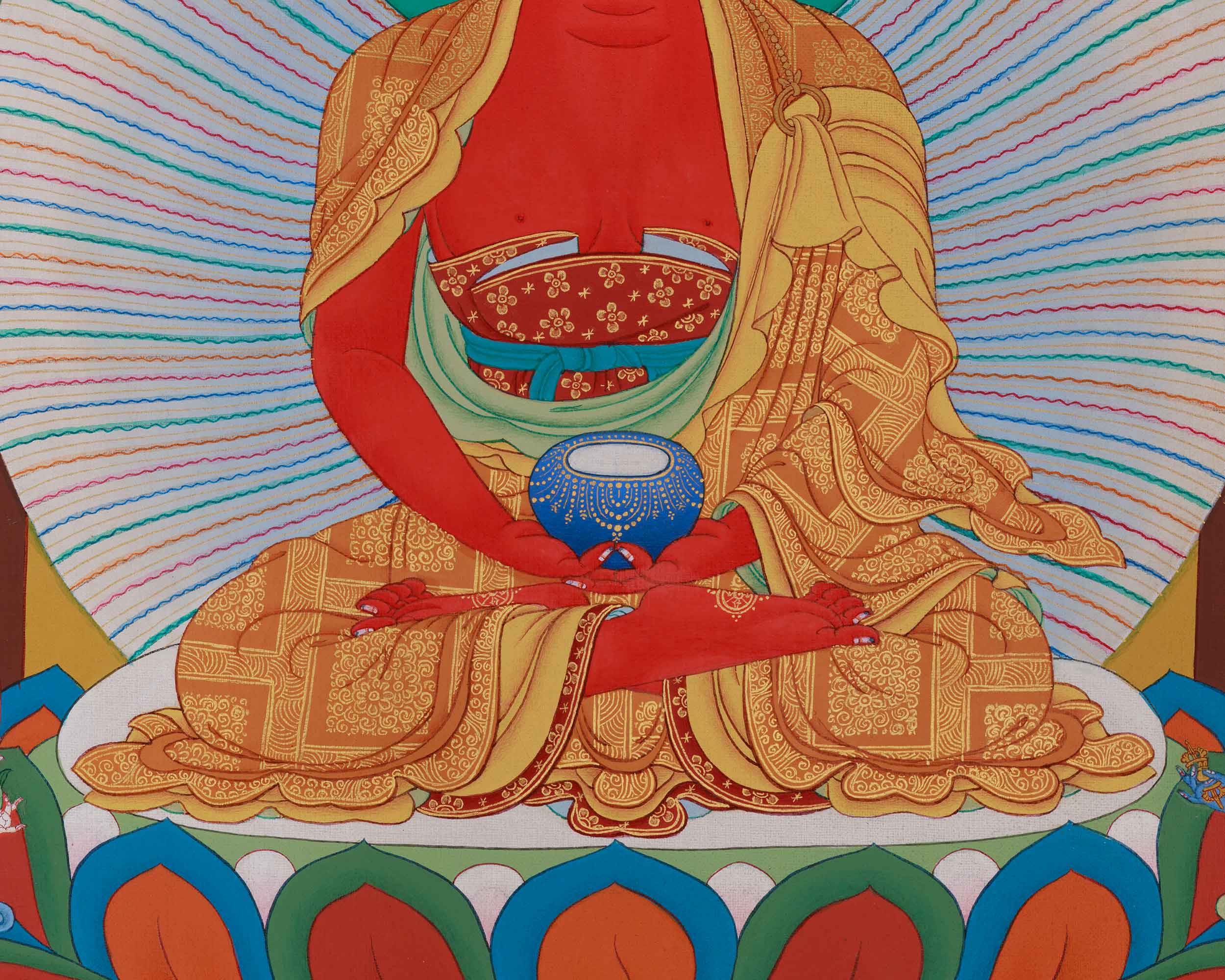 Himalayan Amitabha Singham Thangka | Pure Land Blessings
