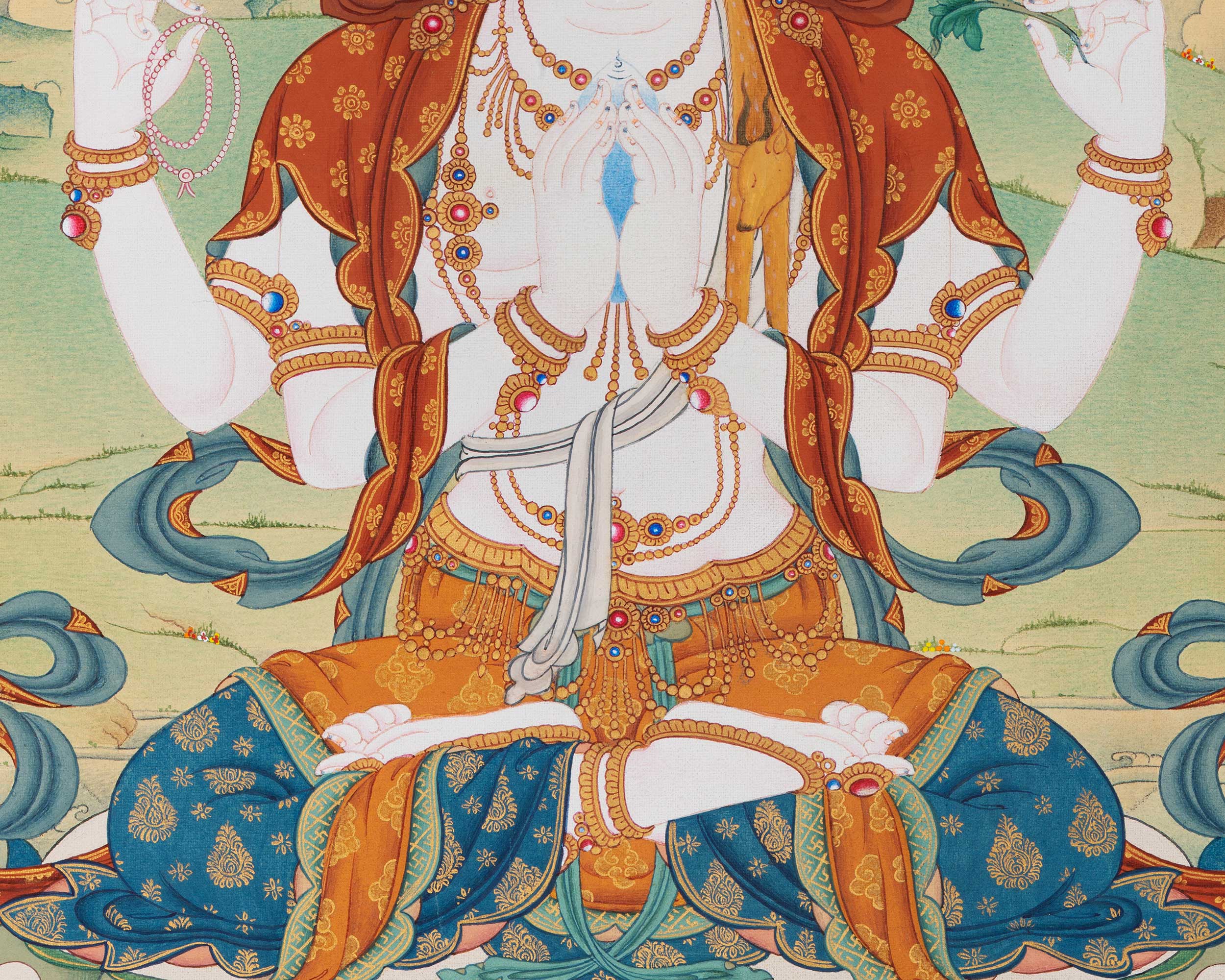 Chenrezig Thangka Print | Bodhisattva Canvas Print With High-Quality Giclee
