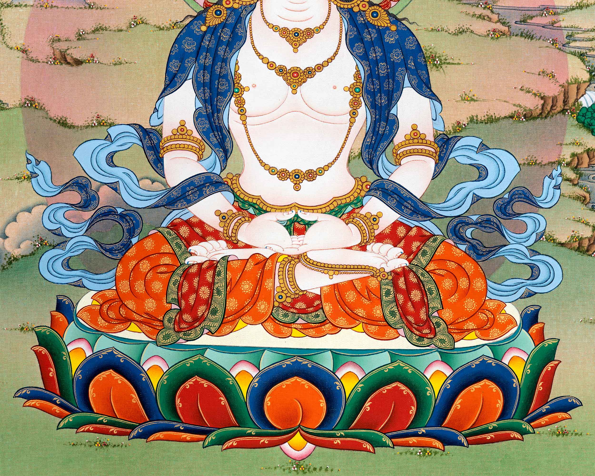 Thangka Artistry of Vairocana Buddha | Thangka Print of Universal Harmony