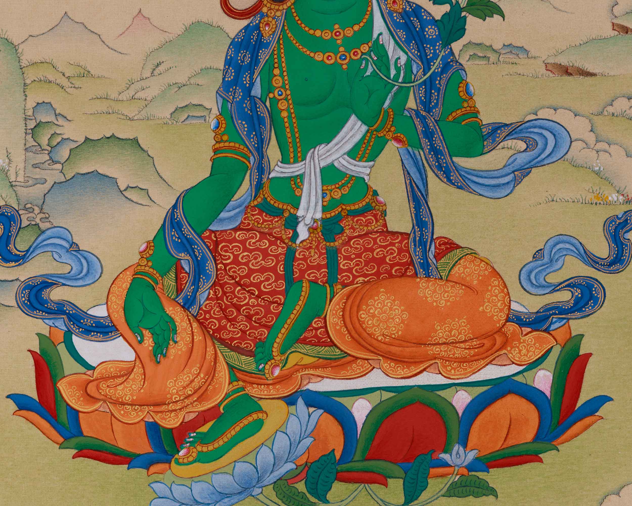 Goddess Green Tara Painting | Female Buddha of Compassion