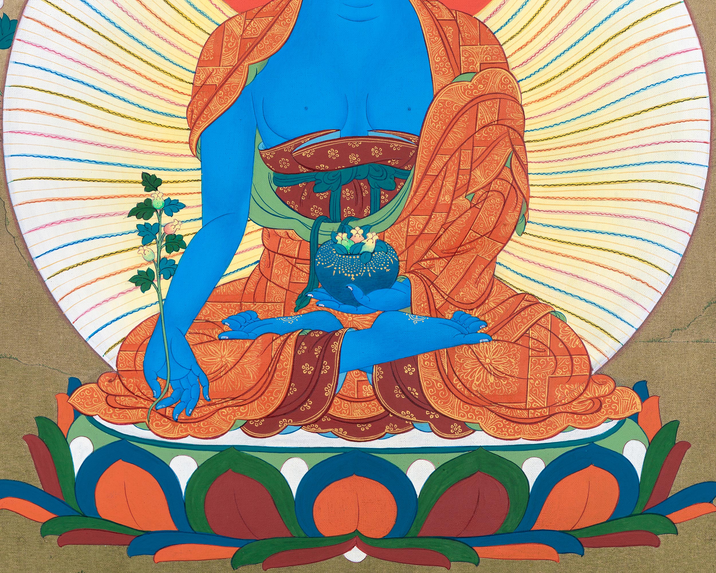 Buddha Medicine Thangka Print | Bhaisajyaguru Artwork