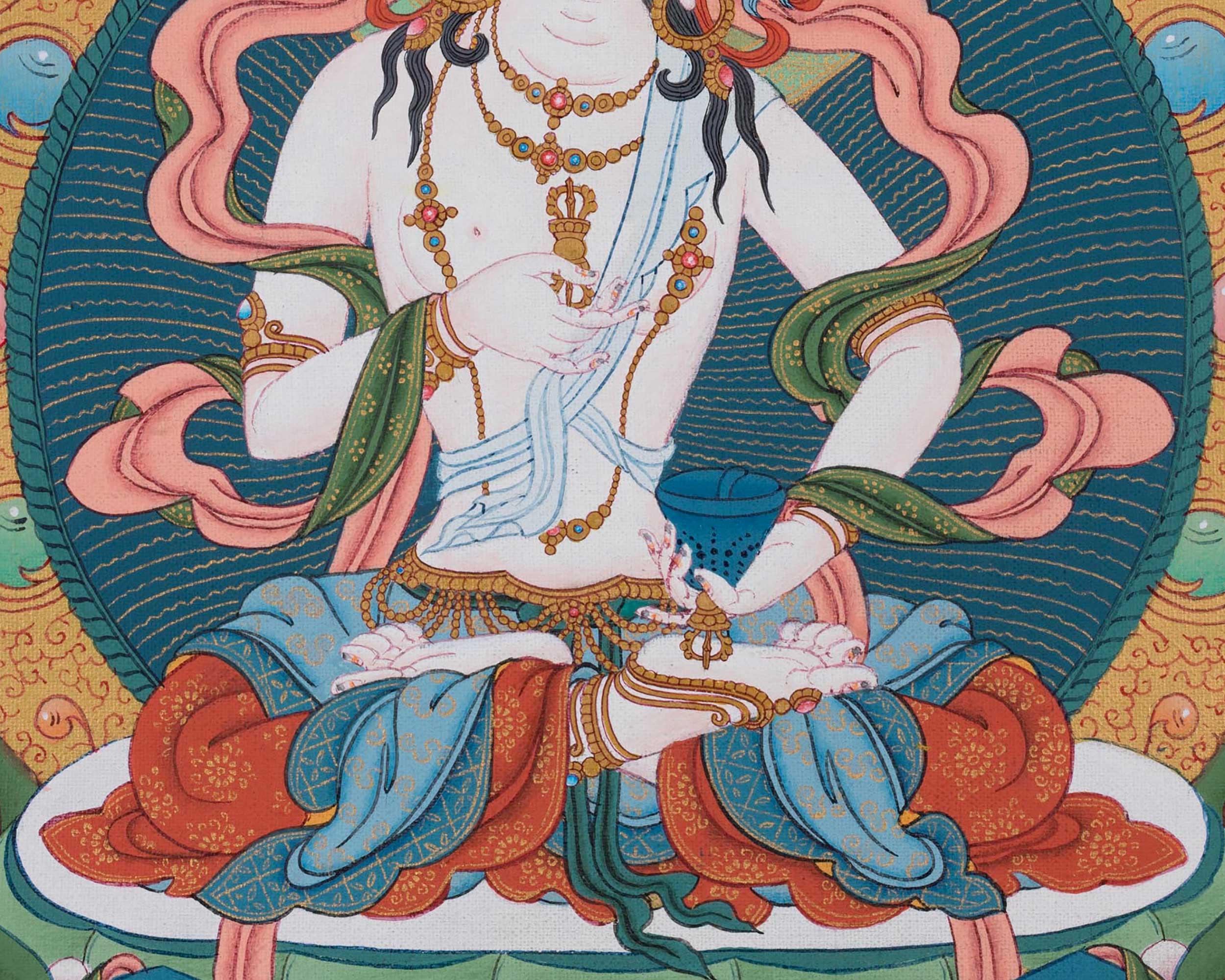 Sacred Vajrasattva Thangka | Traditional Dorje Sempa | For Spiritual Awakening Art