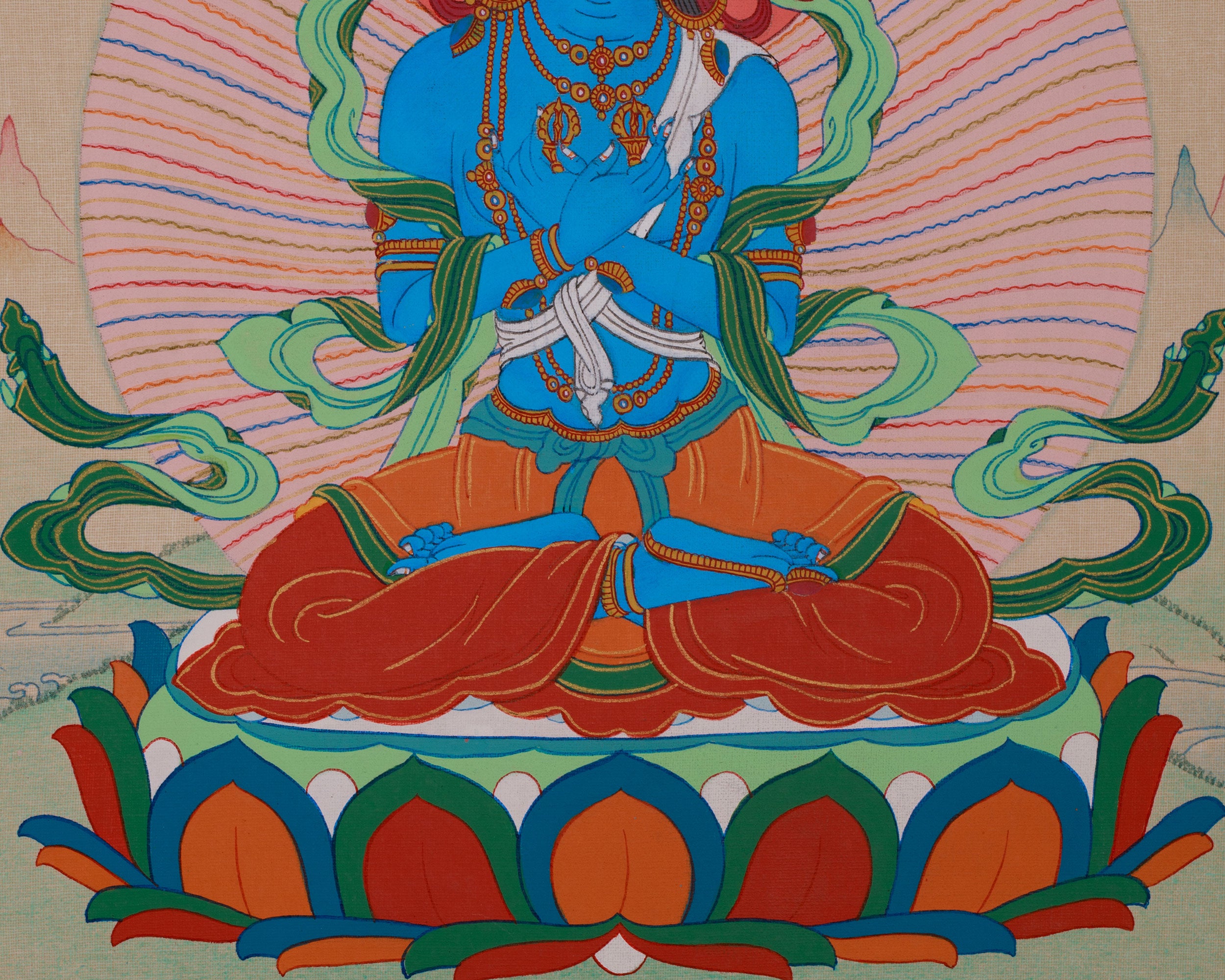 Vajradhara Buddha Art | Tibetan Thangka of Primordial Buddha