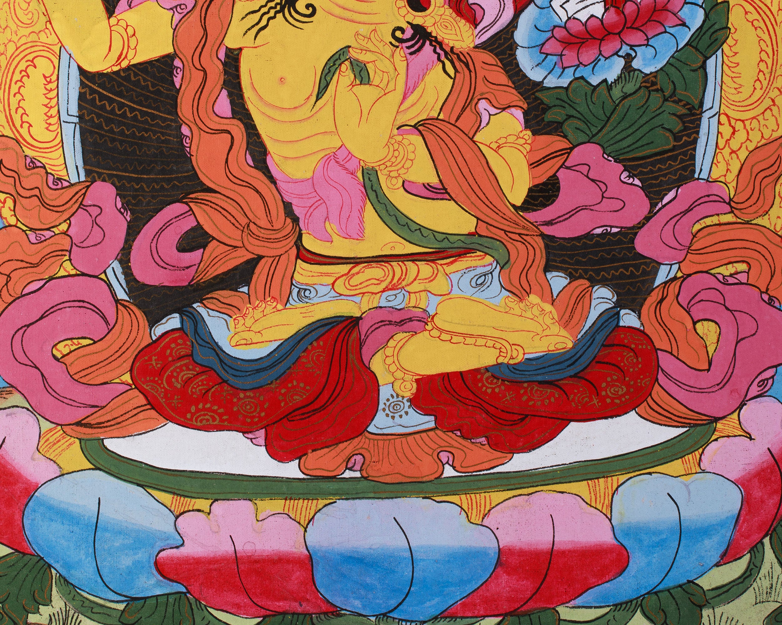 Vintage Bodhisattva Manjushri Artwork | Buddhist Deity of Knowledge