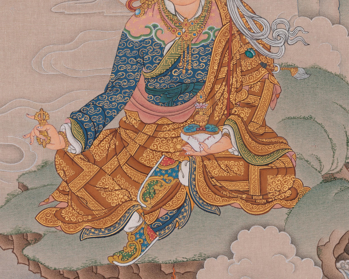 Spiritual Guru Rinpoche Thangka Painting | Padmasambhava Artwork | Wisdom Deity