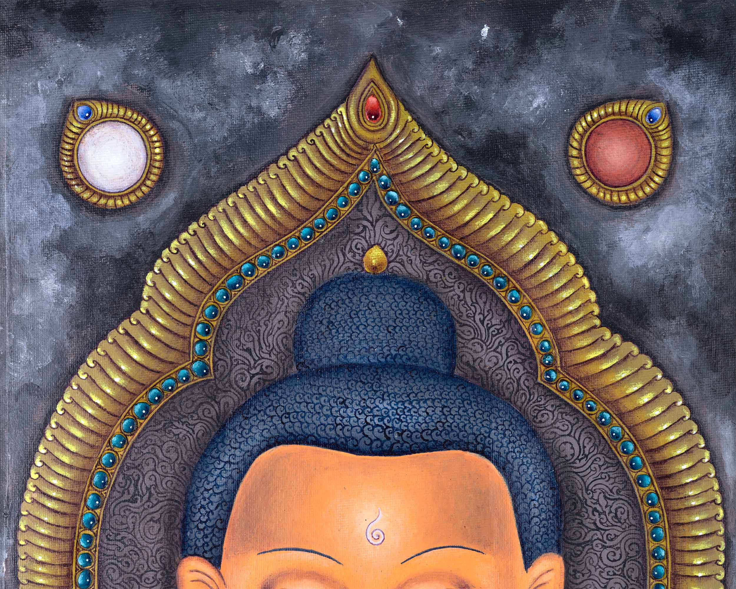 Large Buddha Wall Art Print | Historical Shakyamuni Buddha Paubha Painting Print