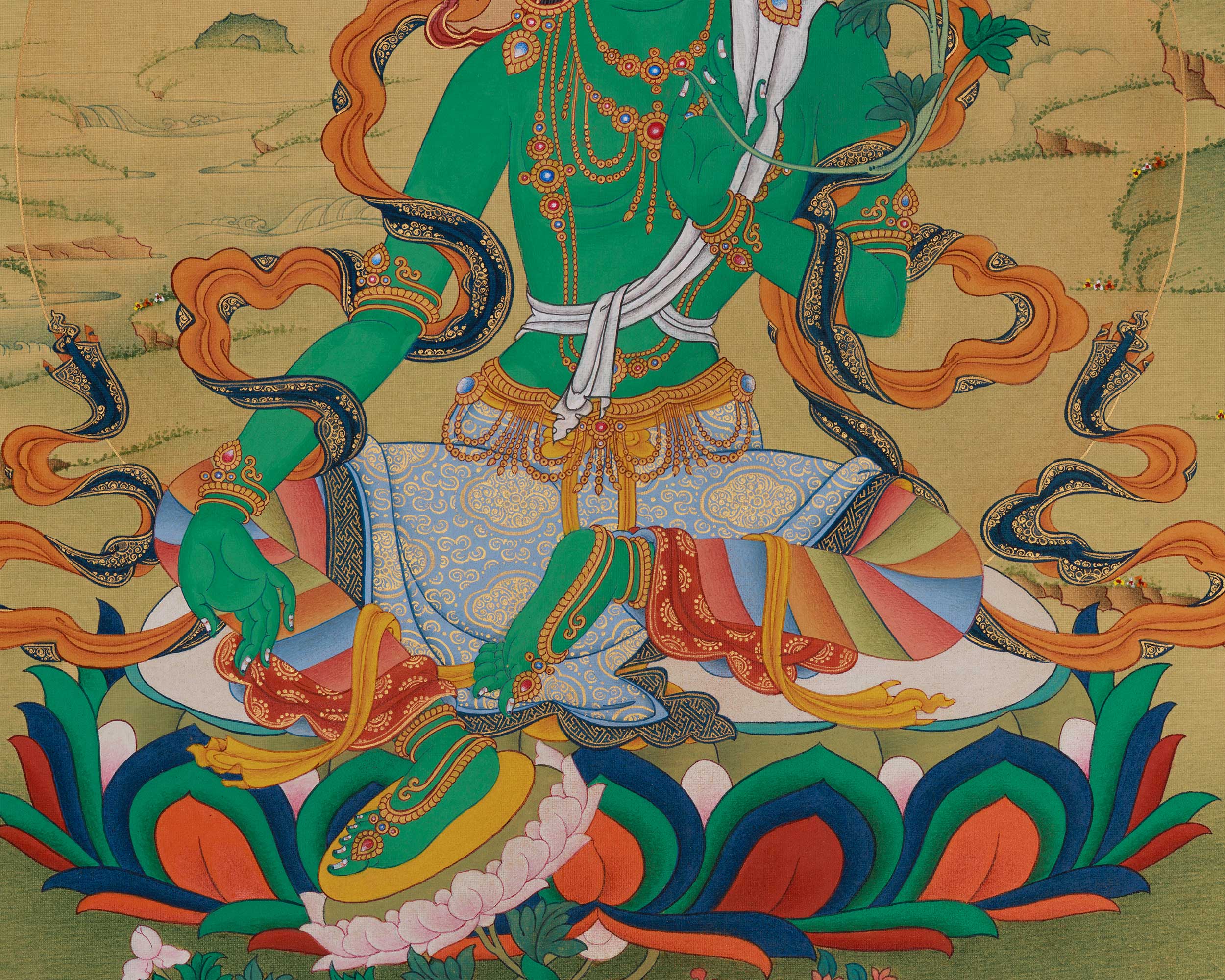 Mother of Liberation, Green Tara Thangka | A Divine Expression of Swift Compassion
