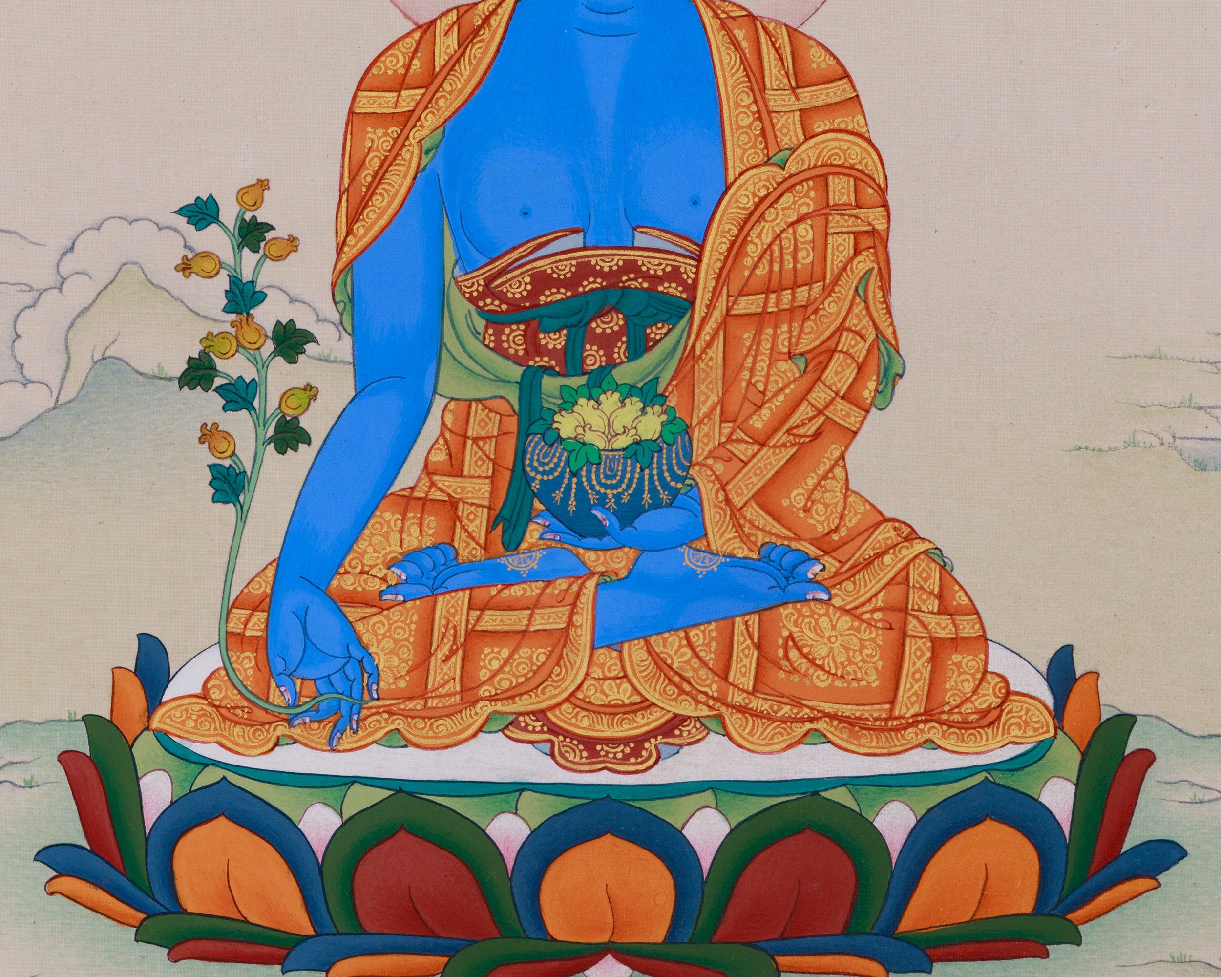 Medicine Buddha, Buddha of Health Thangka | Embodying Healing and Wellness