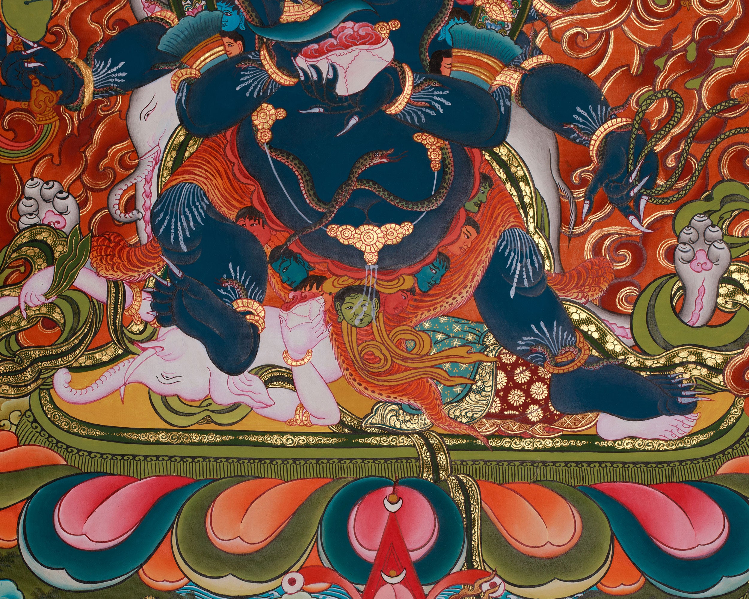 Fierce Six Armed Mahakala | Buddhist Protector Deity Thangka