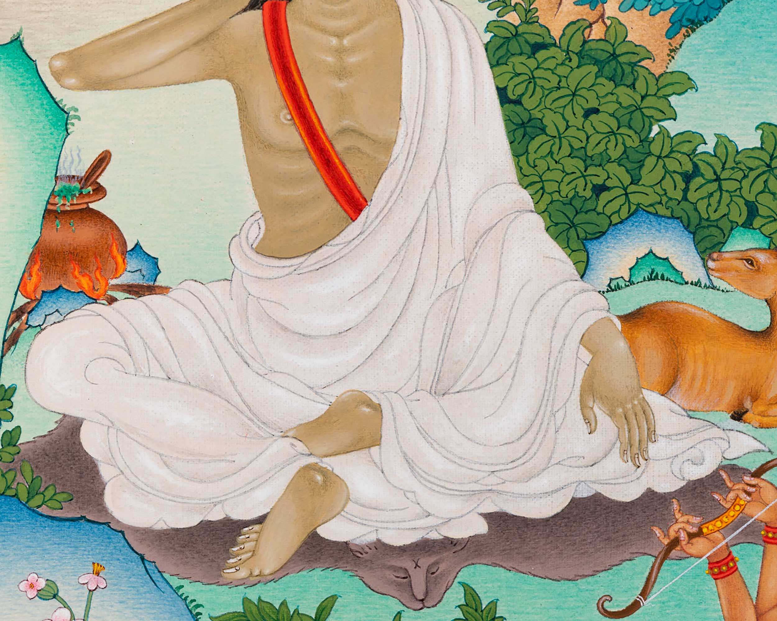 Jetsun Milarepa Thangka | Hand Painted Art Of Kagyu Master | Wall Decors