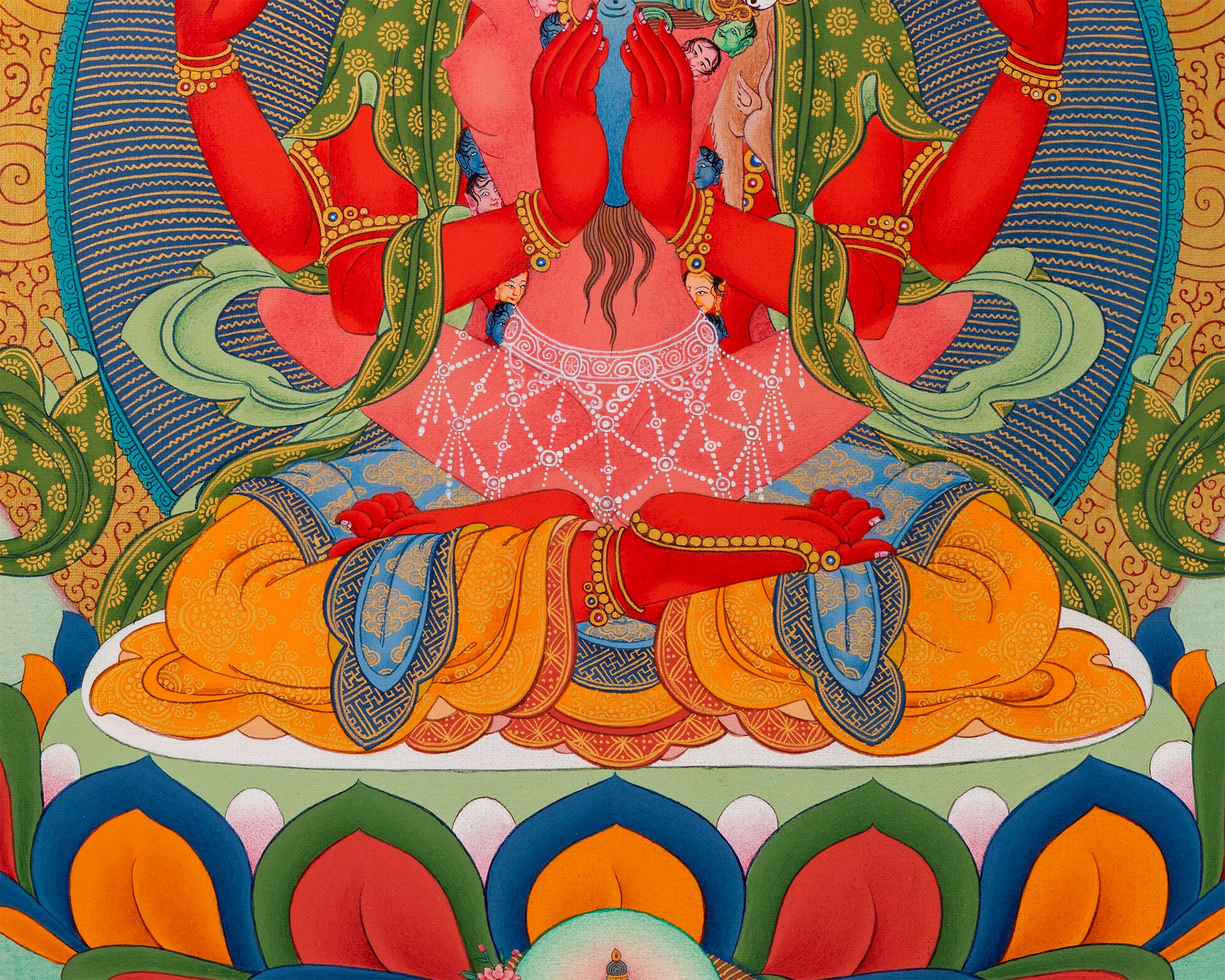 Gyalwa Gyasto Mandala Thangka Print | Chenresig with Vajravarahi Painting
