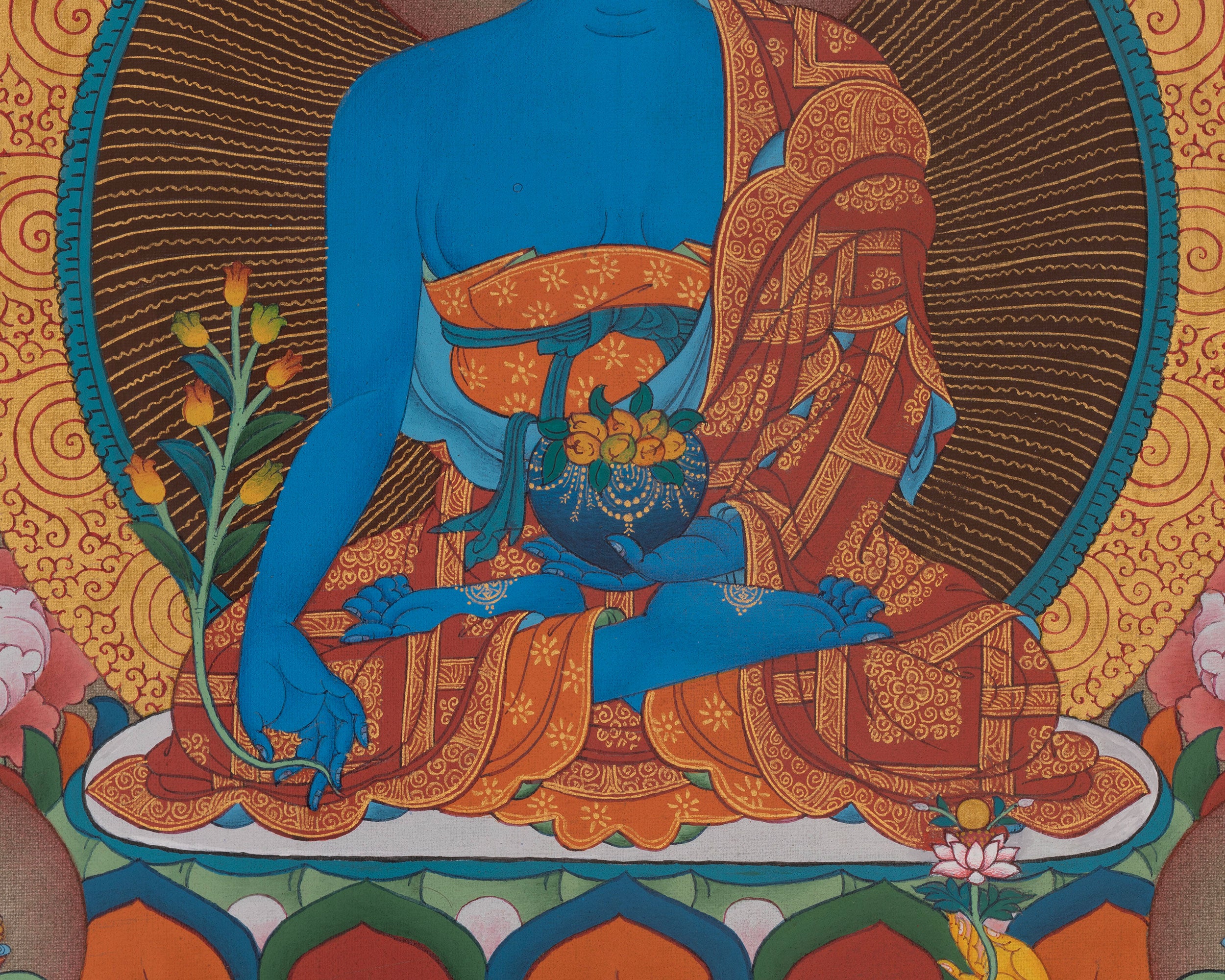 Asta Medicine Buddha Thangka | Healing Deity | Mahayana Buddhism
