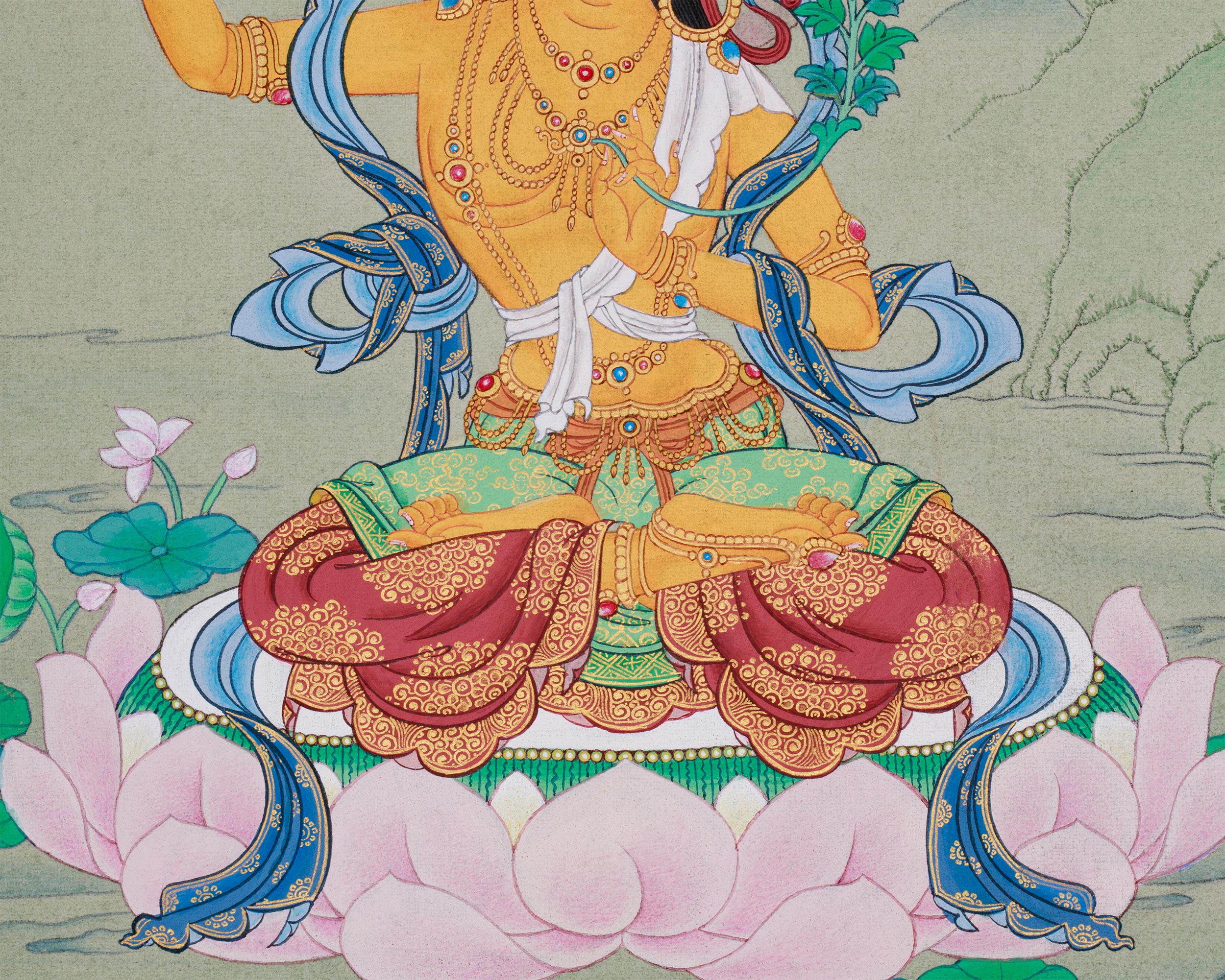 Manjushri, Wisdom Bodhisattva Thangka | Knowledge Deity